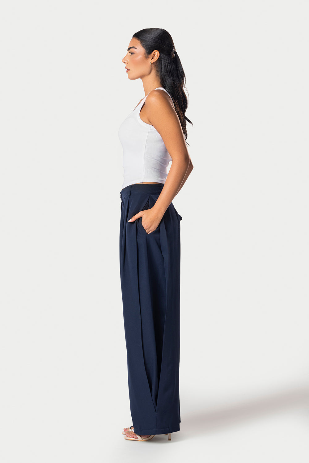 Side Pleated Trousers – Dark Blue – photo 5