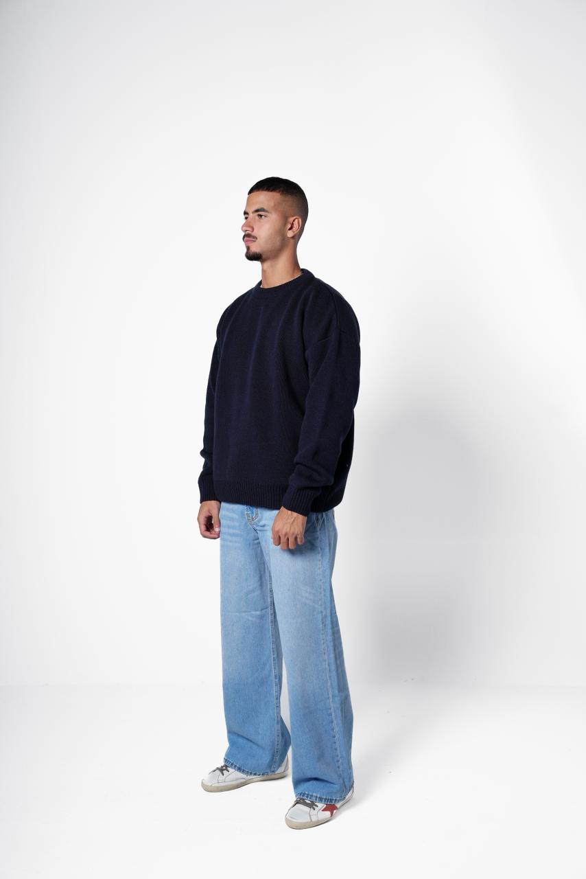 Basic knitted sweater - navy