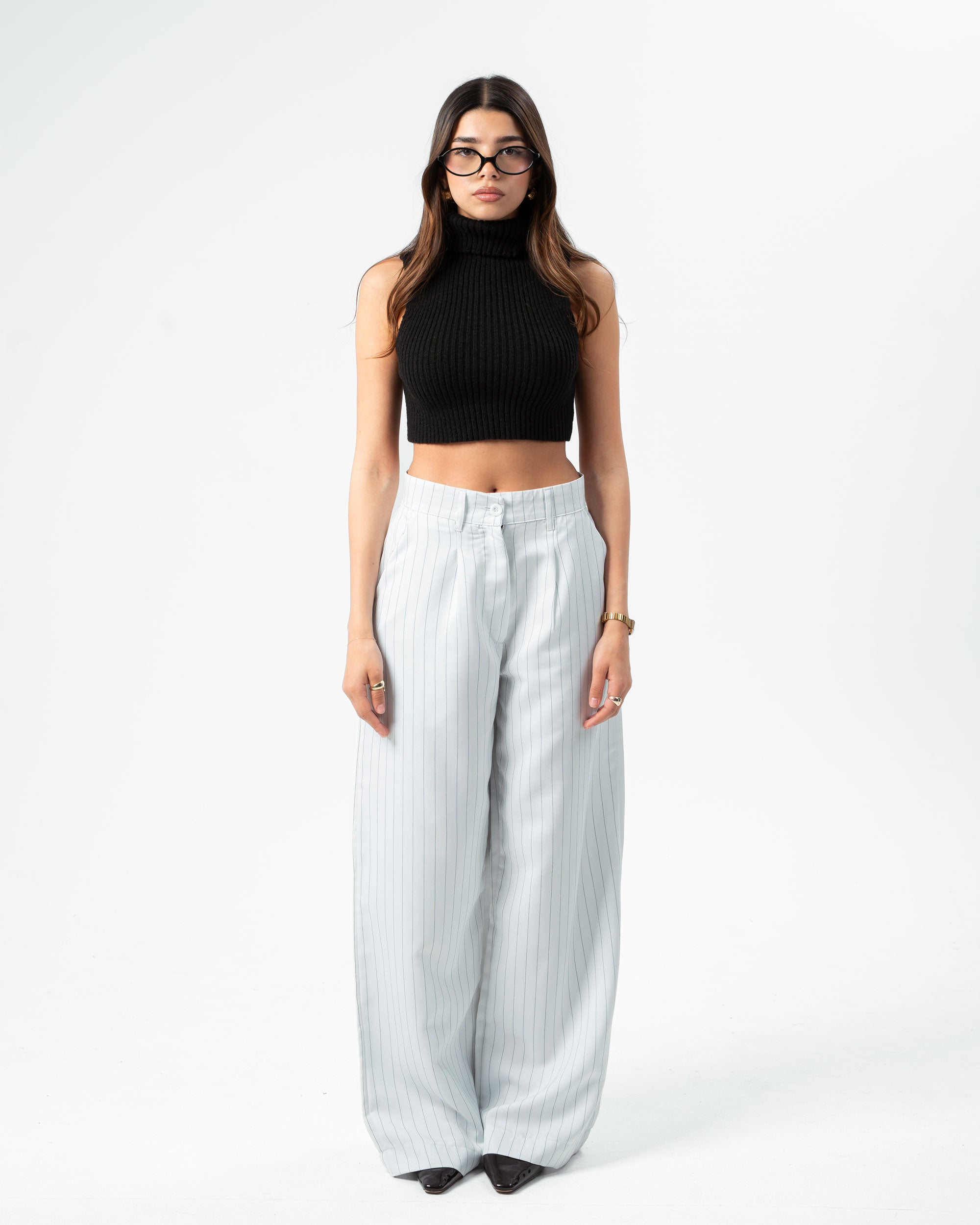 Classic White Pinstriped Pants