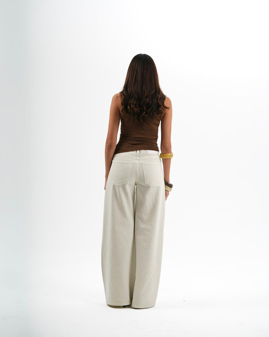 Striped Wide leg jeans - off-white