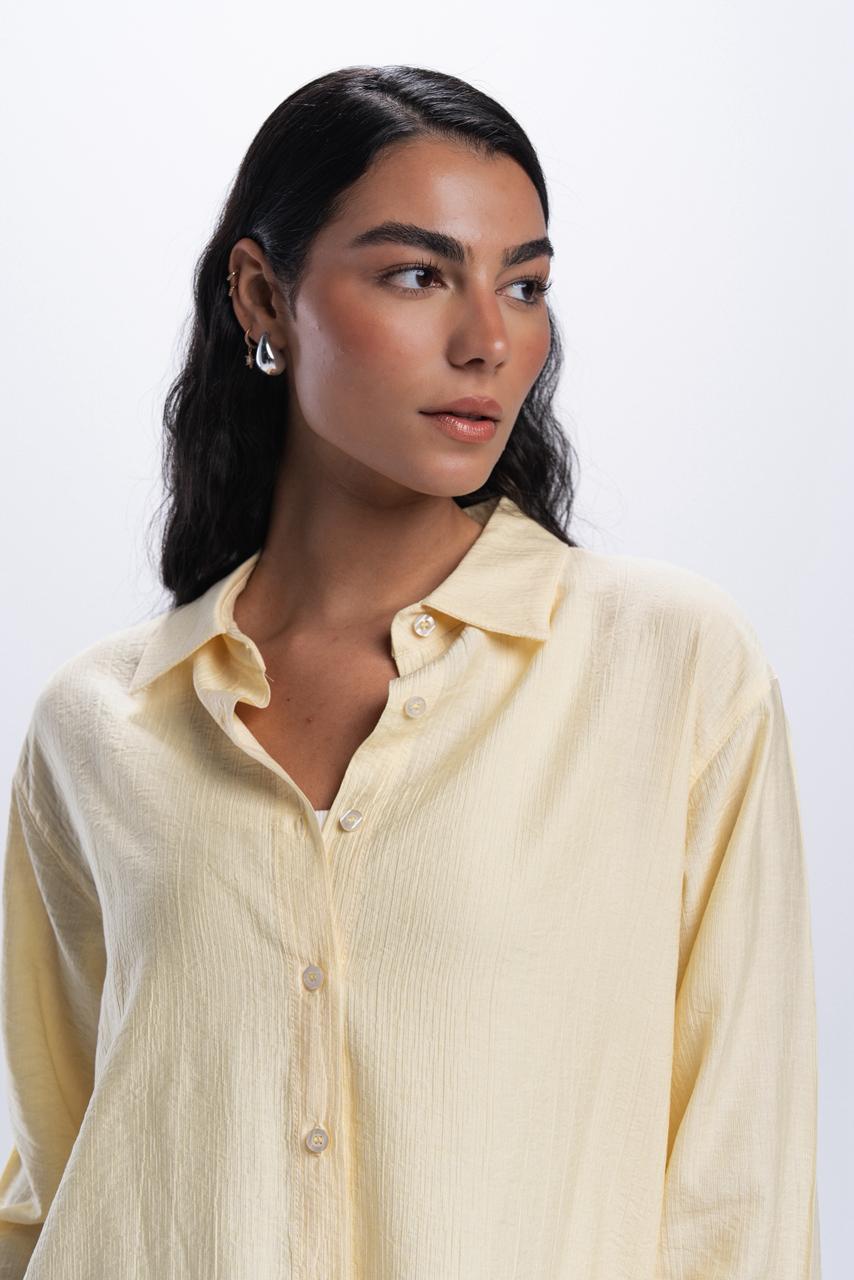 Crinkle Linen Chemise - Butter Yellow