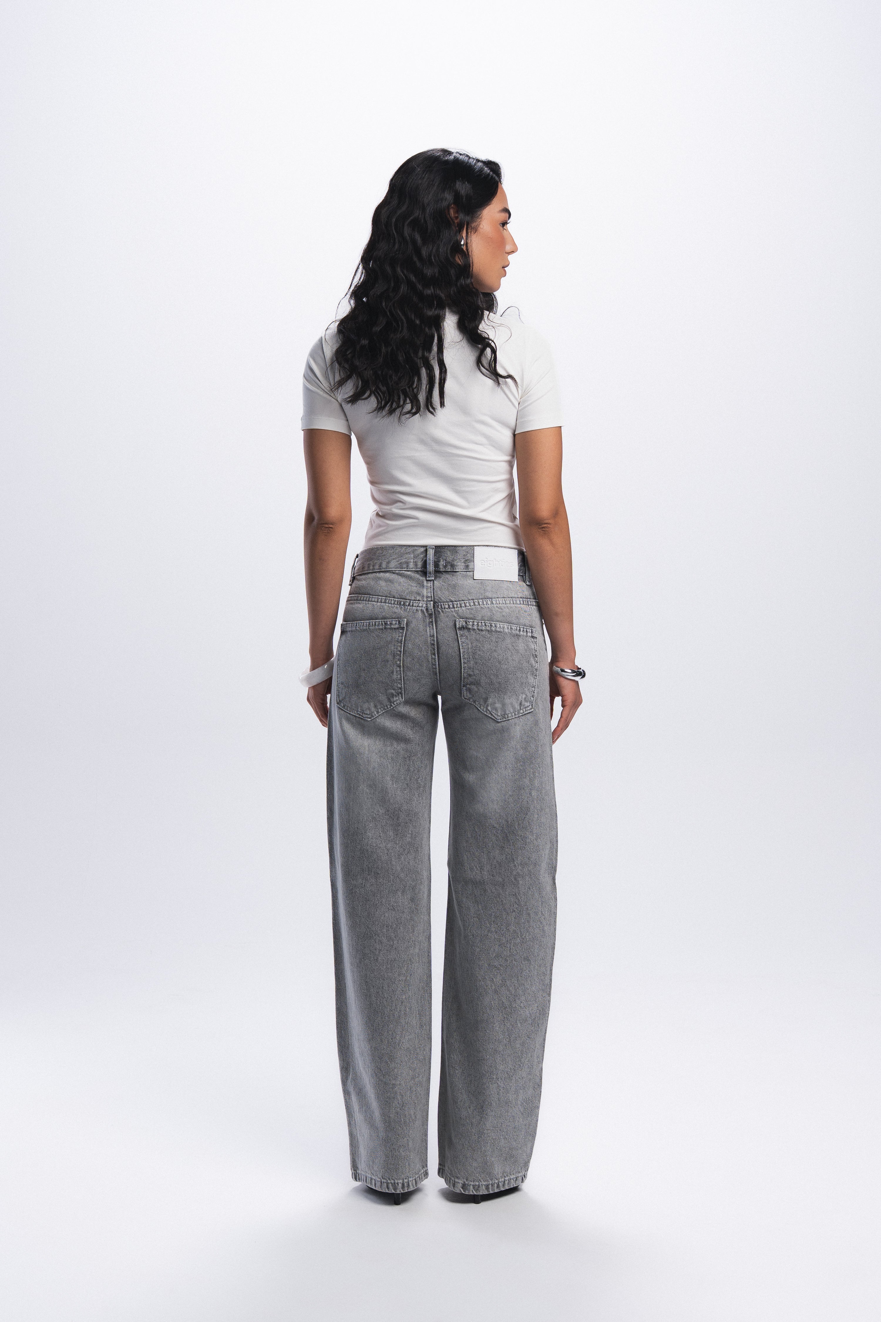 Straight Leg Jeans- Light Grey