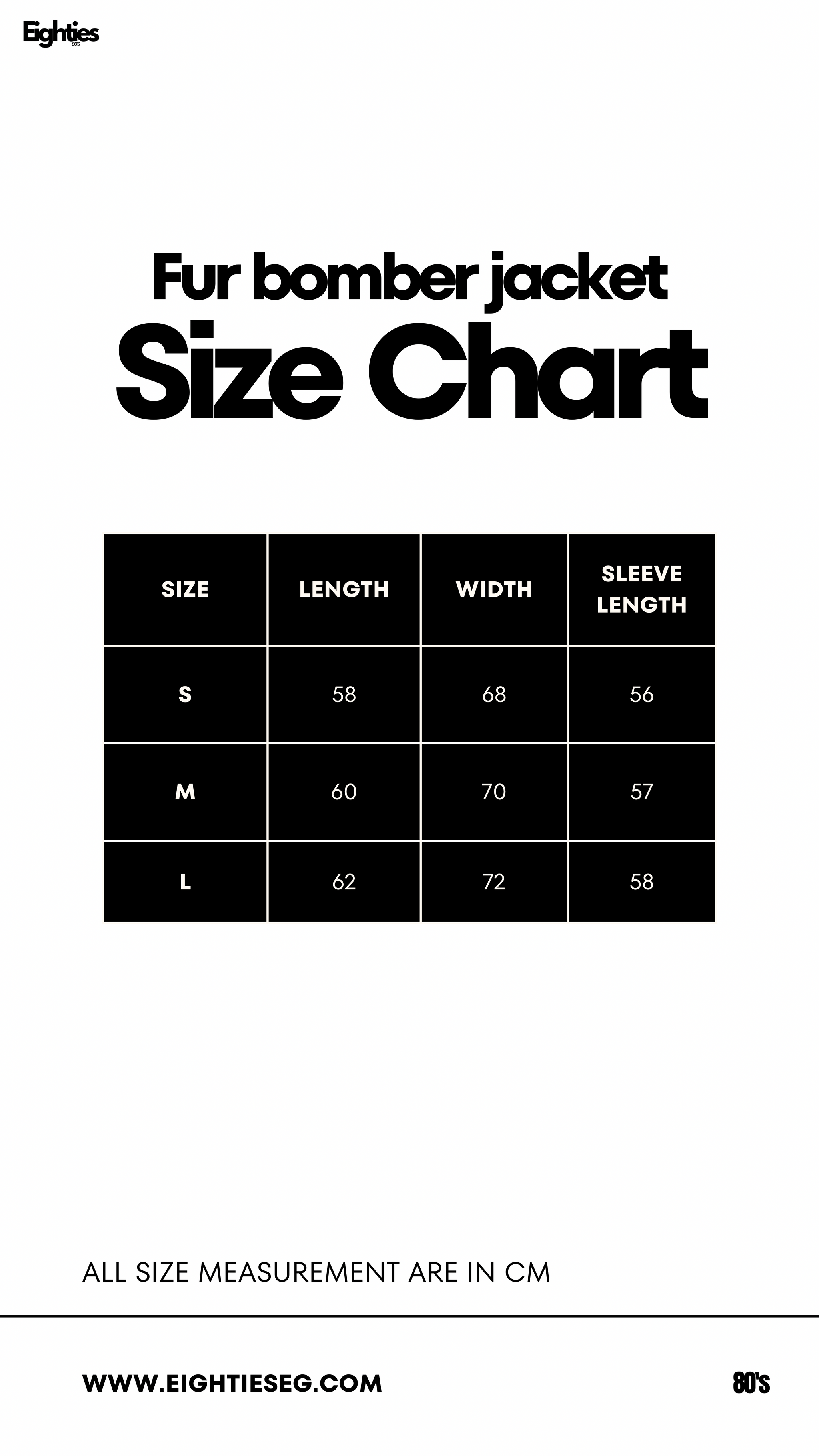 Fur bomber jacket - brown — Size chart