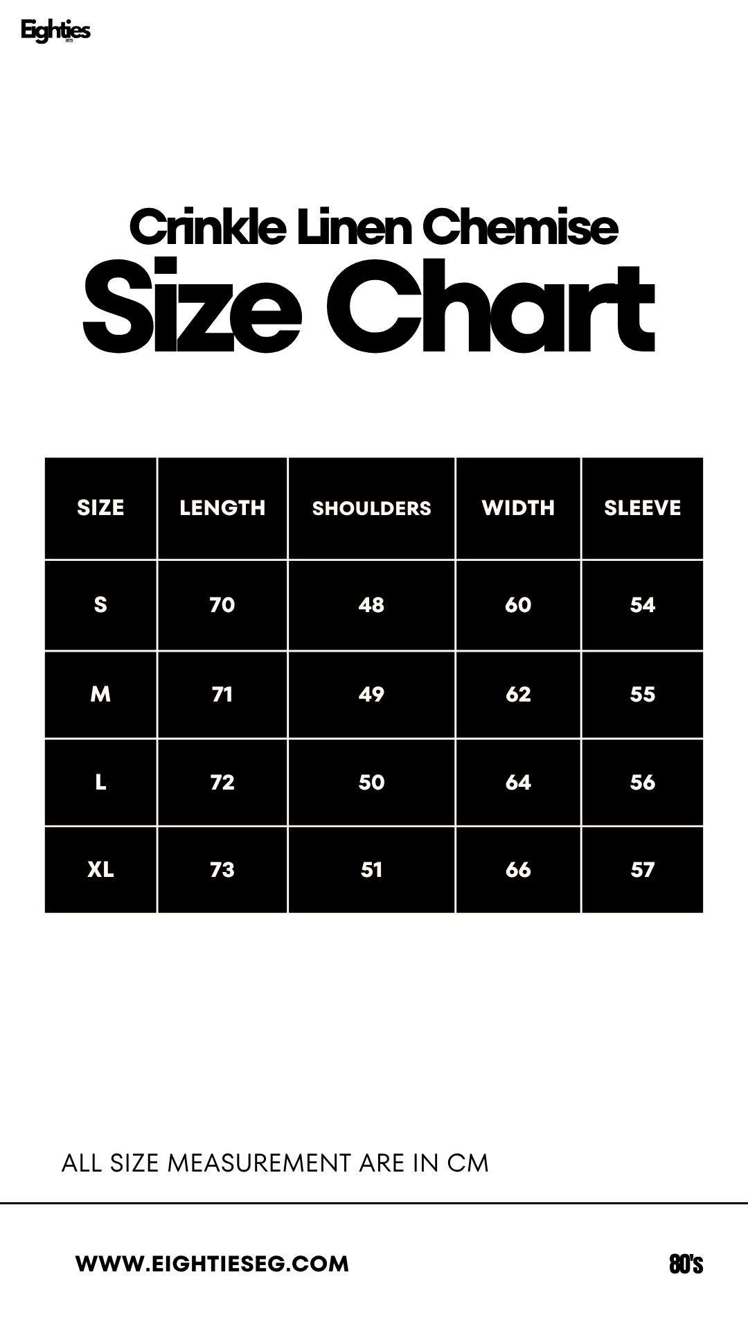 Crinkle Linen Chemise - Black — Size chart
