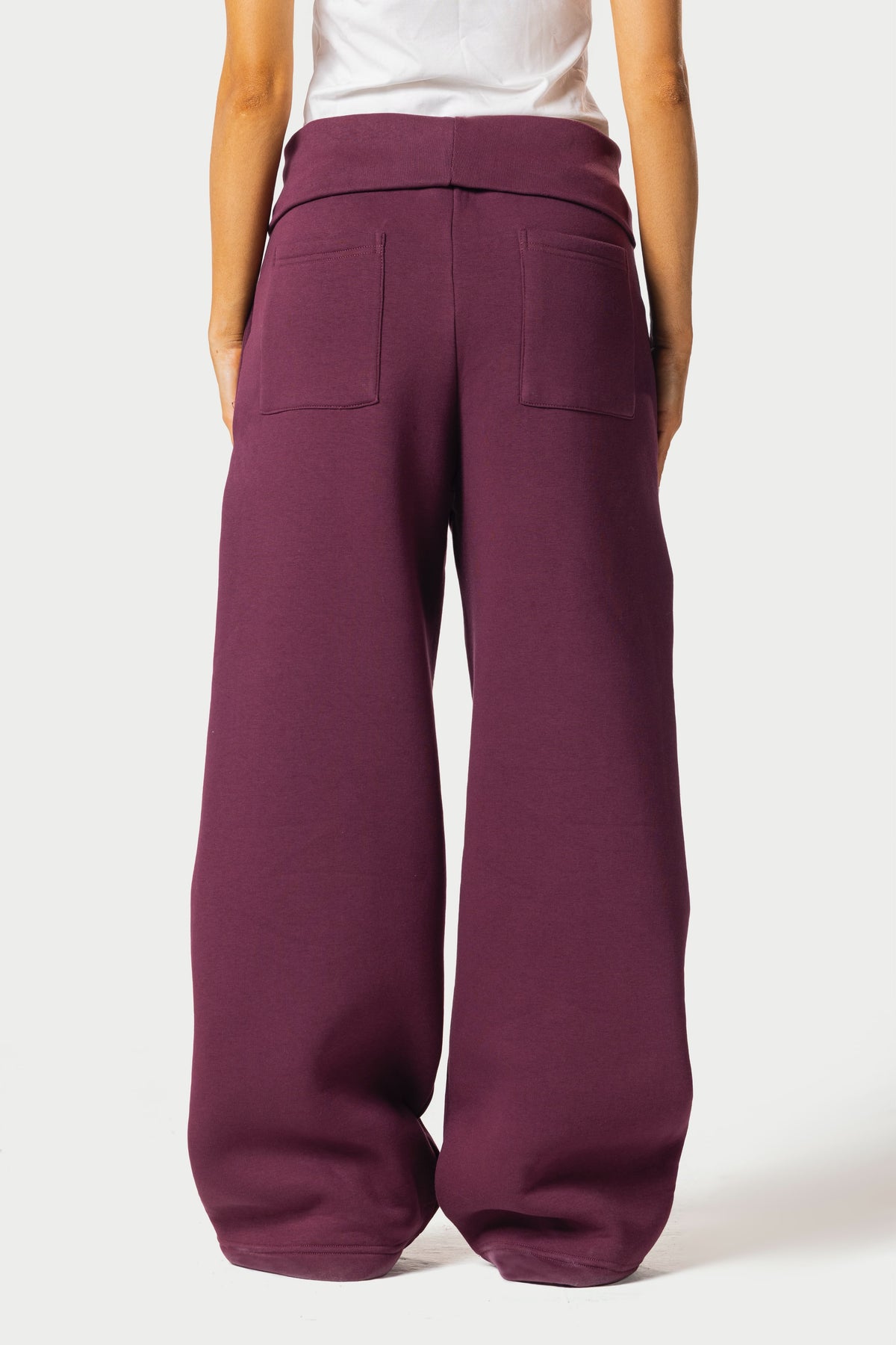 Fold Over Wide Leg Sweatpants – burgundy – photo 8