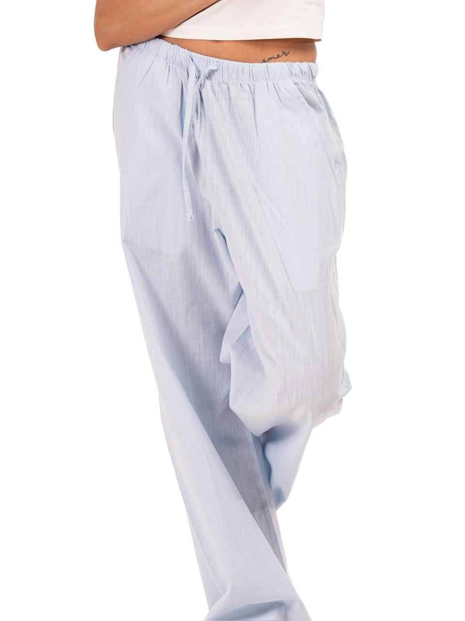 Wide Leg Linen Trousers -Babyblue