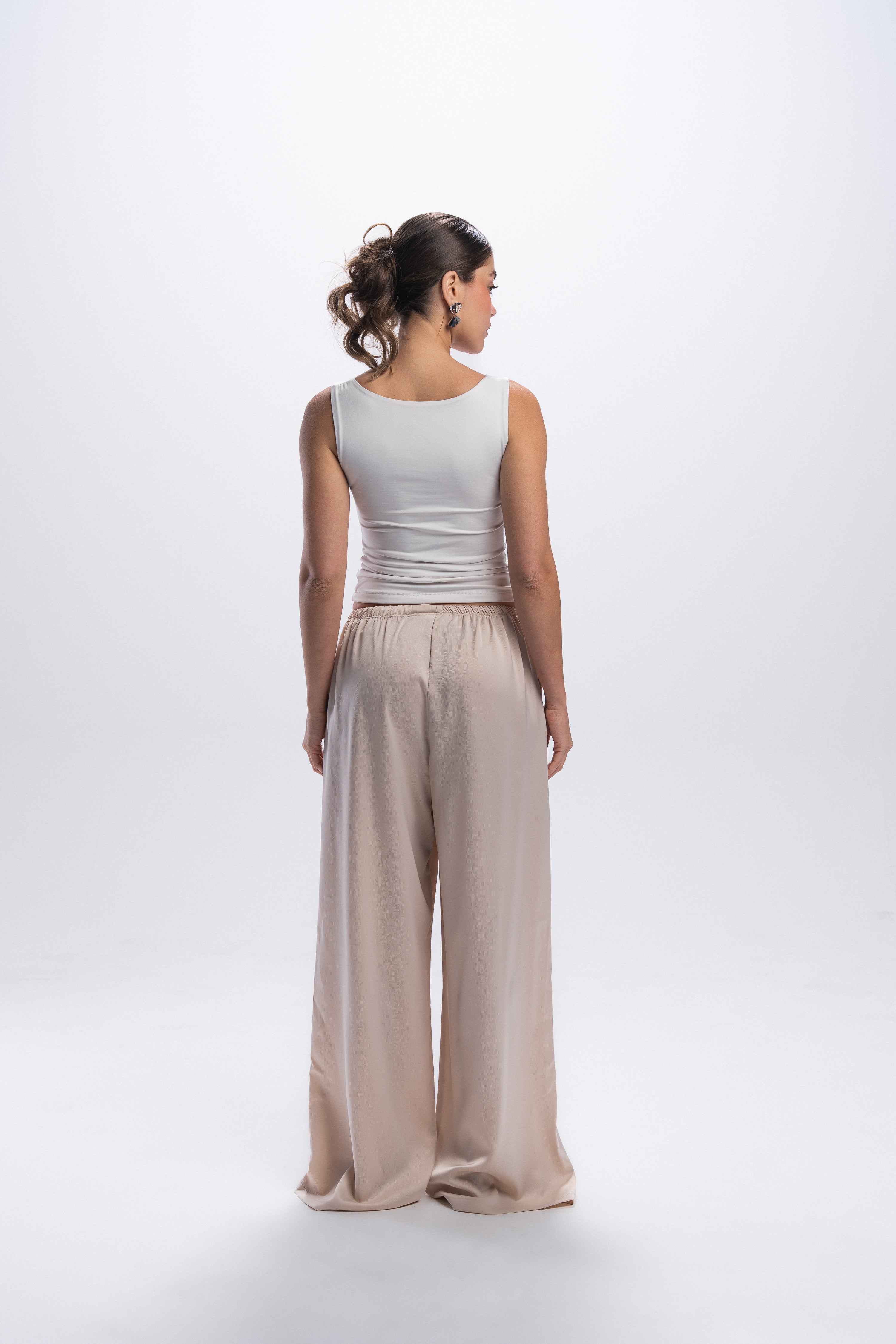 Satin Pants - Beige