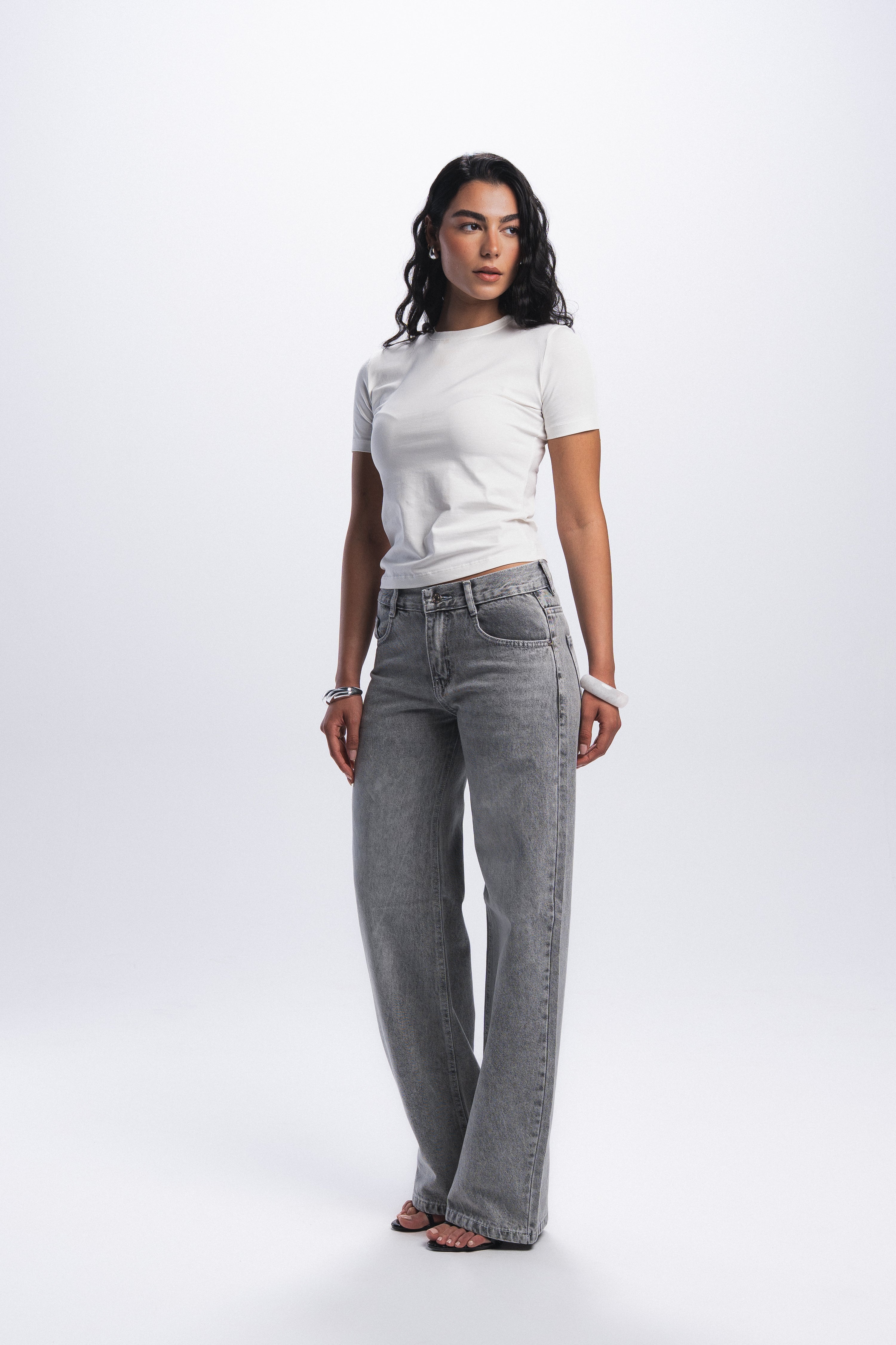 Straight Leg Jeans- Light Grey