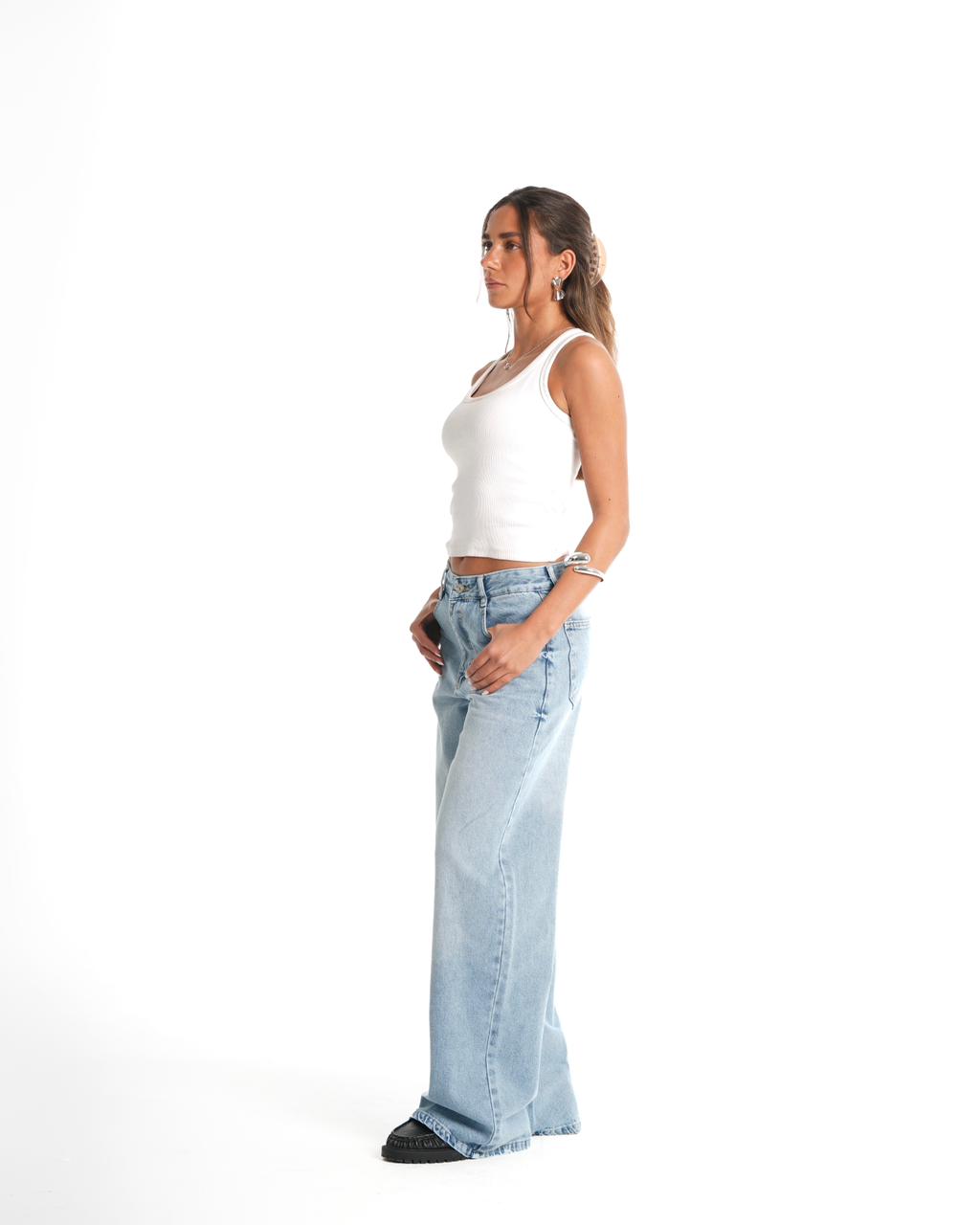 Wide Leg Jeans - Sky Blue