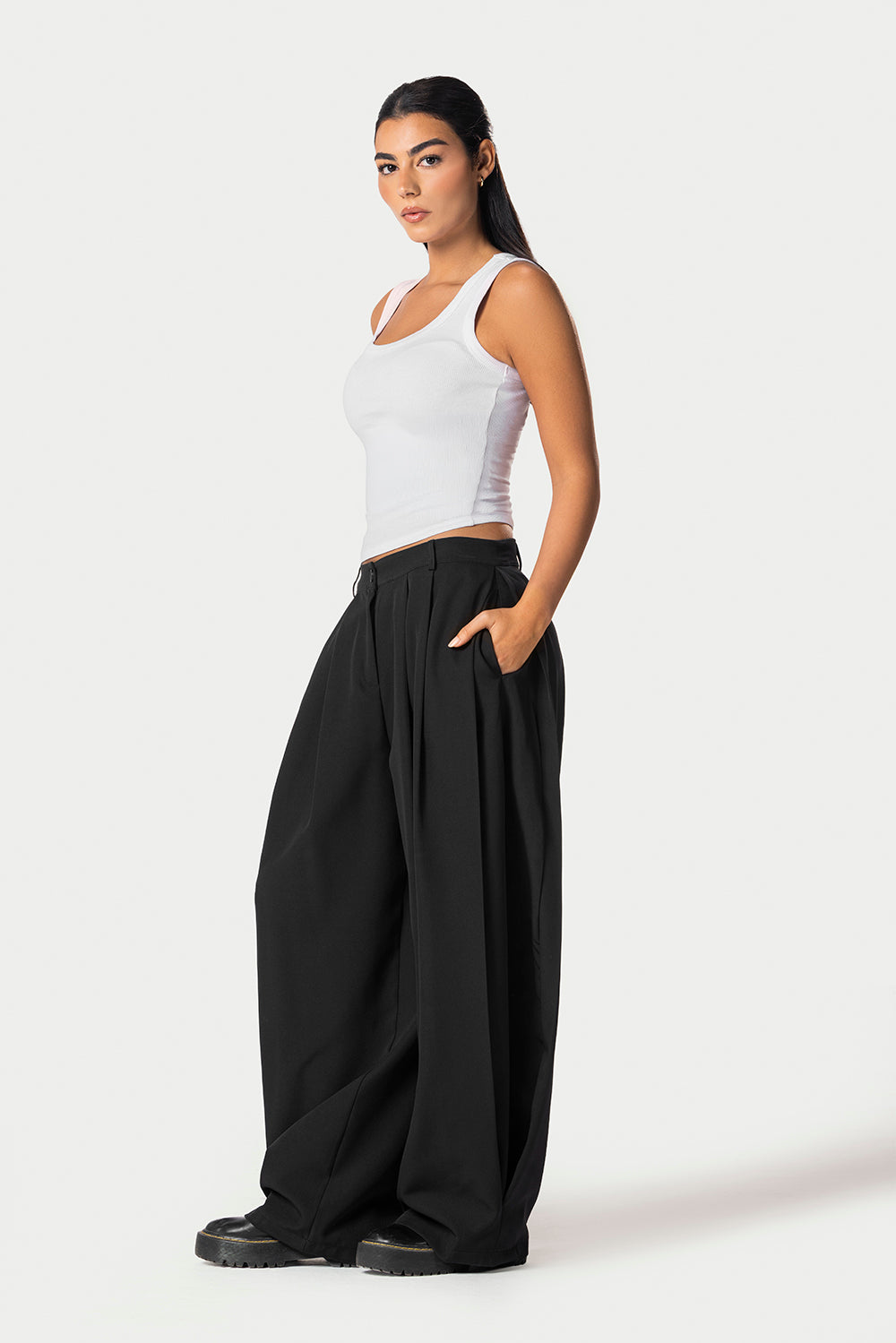 Side Pleated Trousers – Black – photo 6