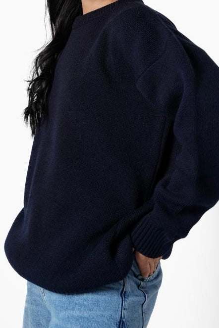 Basic knitted sweater - navy