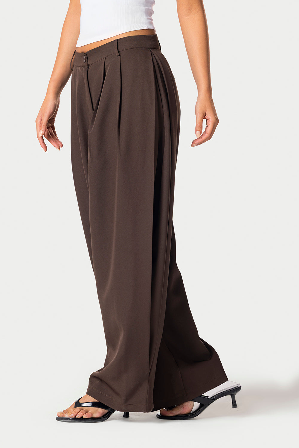 Side Pleated Trousers – Brown – photo 8