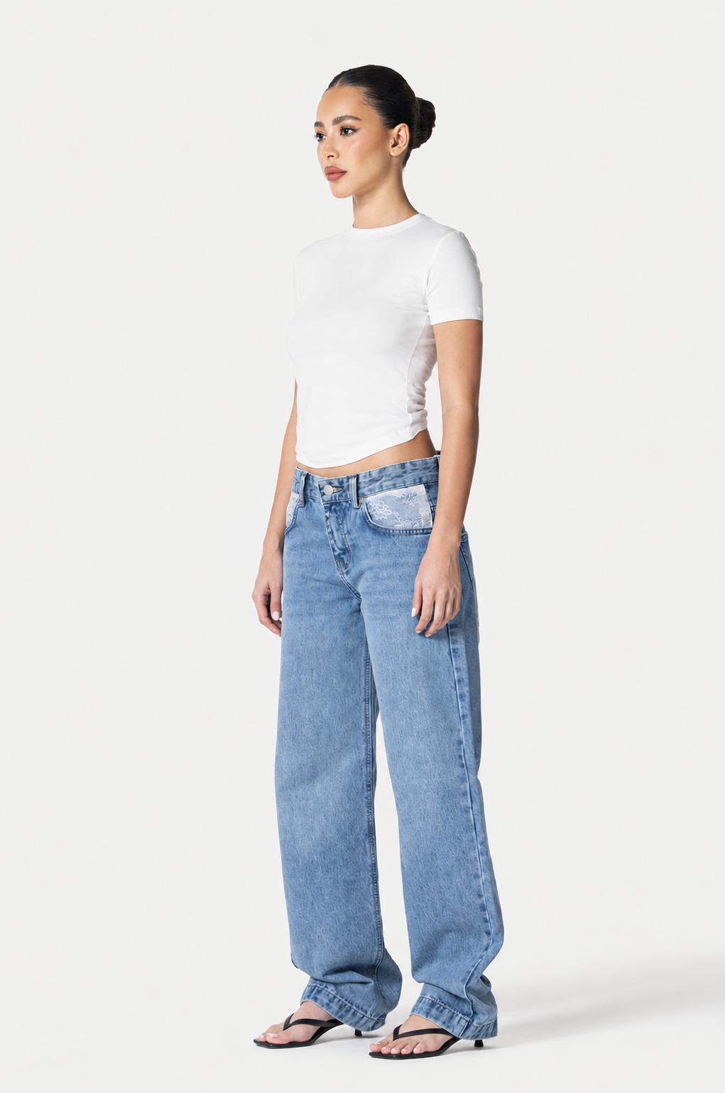 Straight leg Jeans Pocket lace – Light blue – photo 3