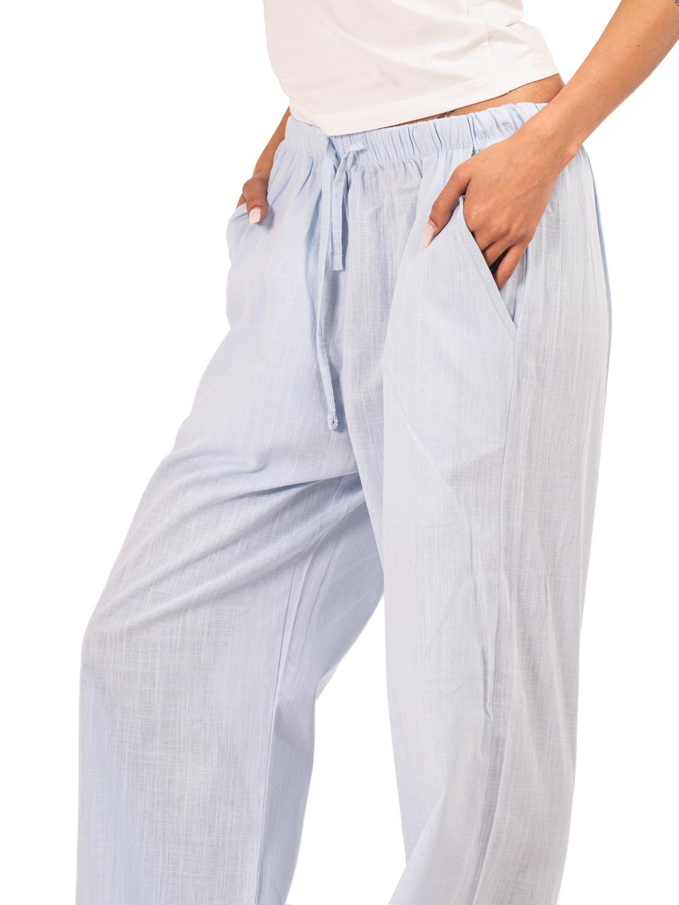 Wide Leg Linen Trousers -Babyblue