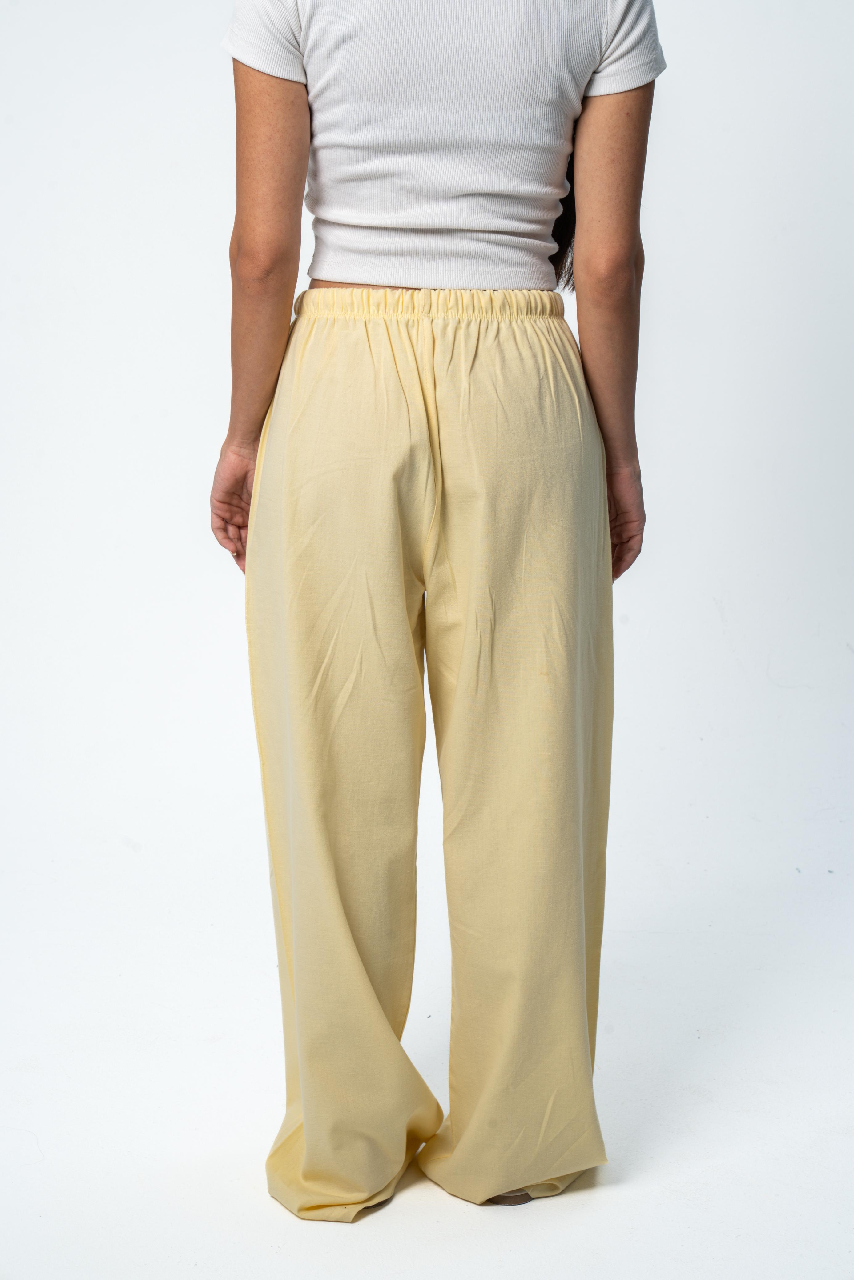 Wide-leg linen trousers - Buttery yellow
