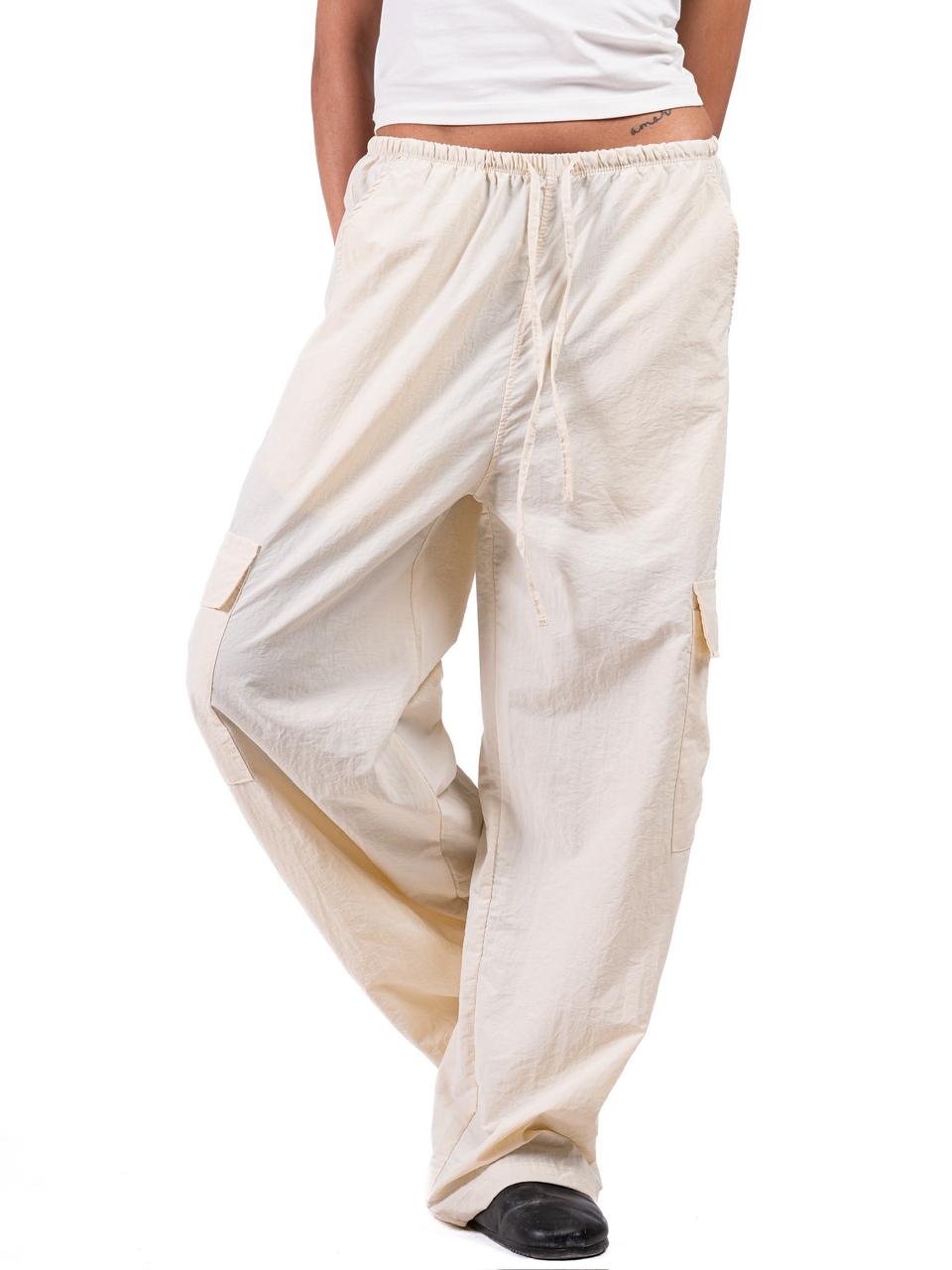 Wide Leg Parachute Pants -Beige