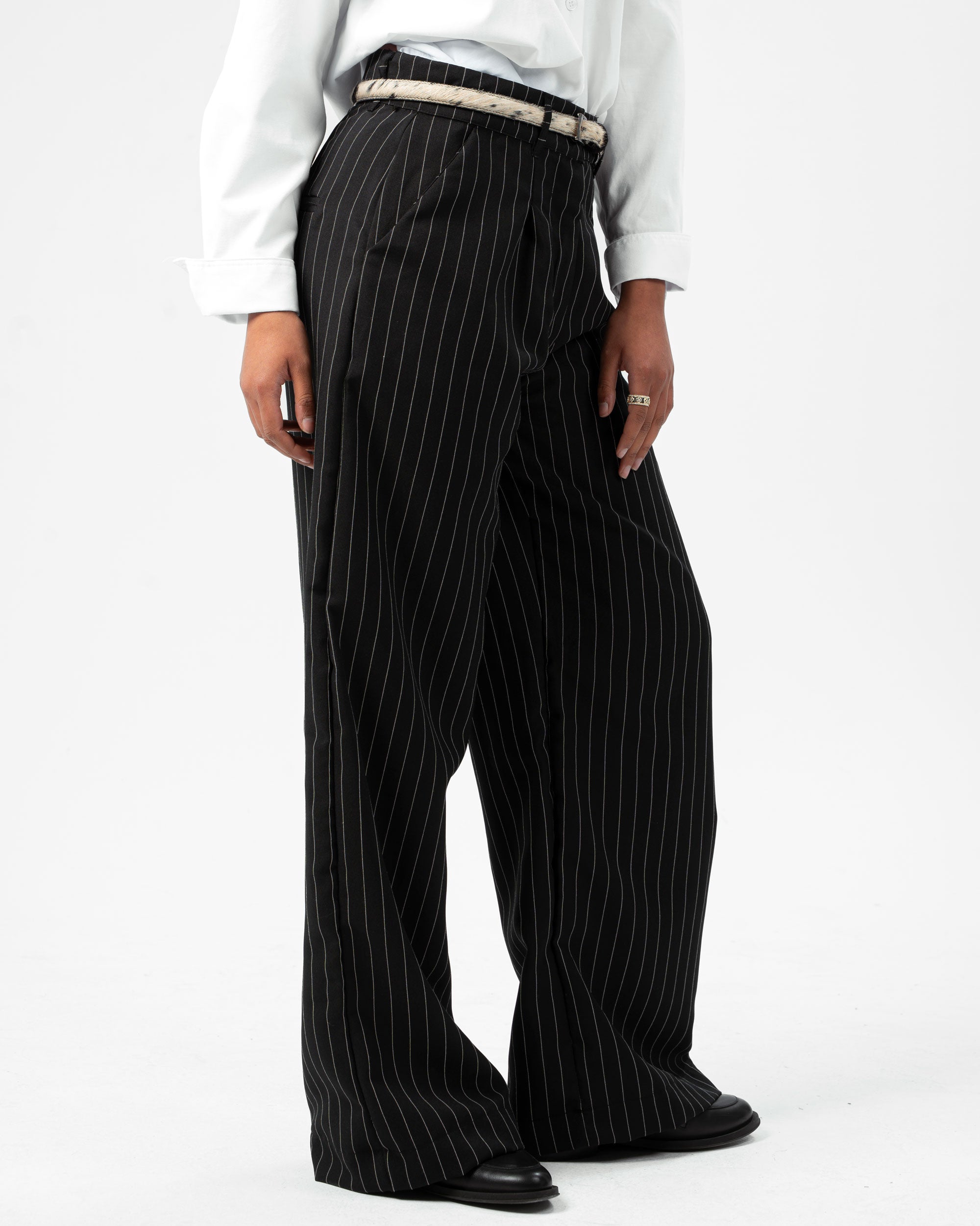 Classic Black Pinstriped Pants