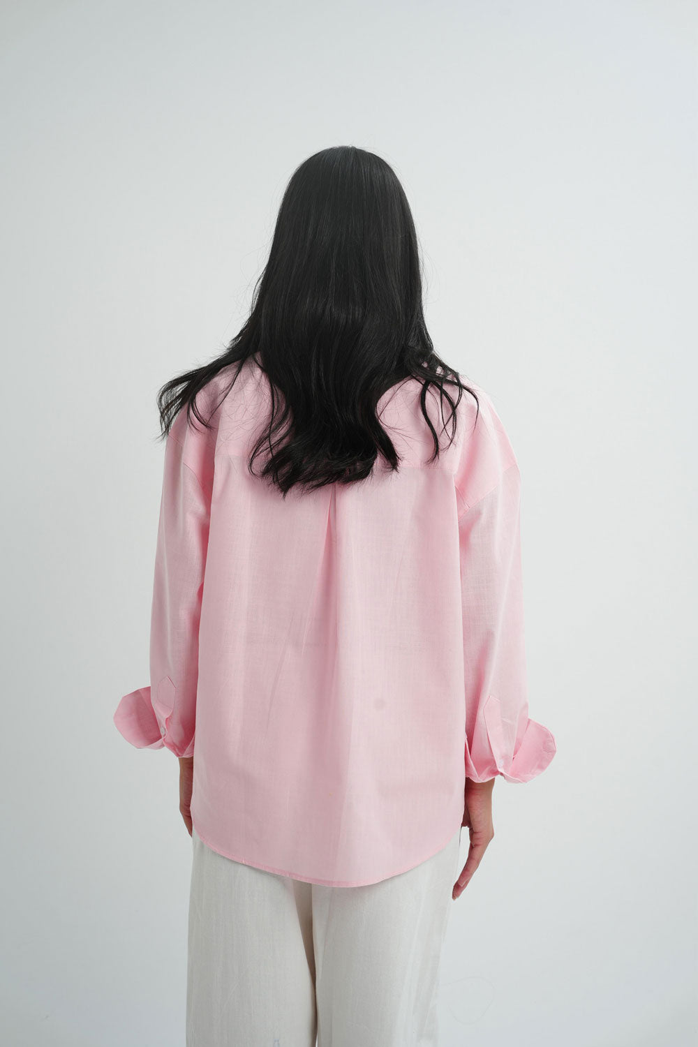Long sleeve linen shirt - Pink