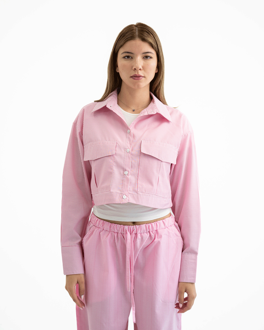 Cropped striped Pink chemise