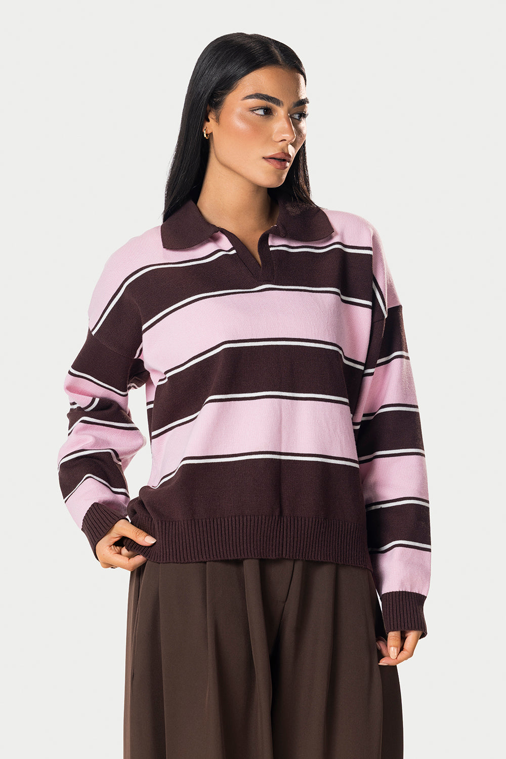 Polo Striped Sweater – Pink – photo 3
