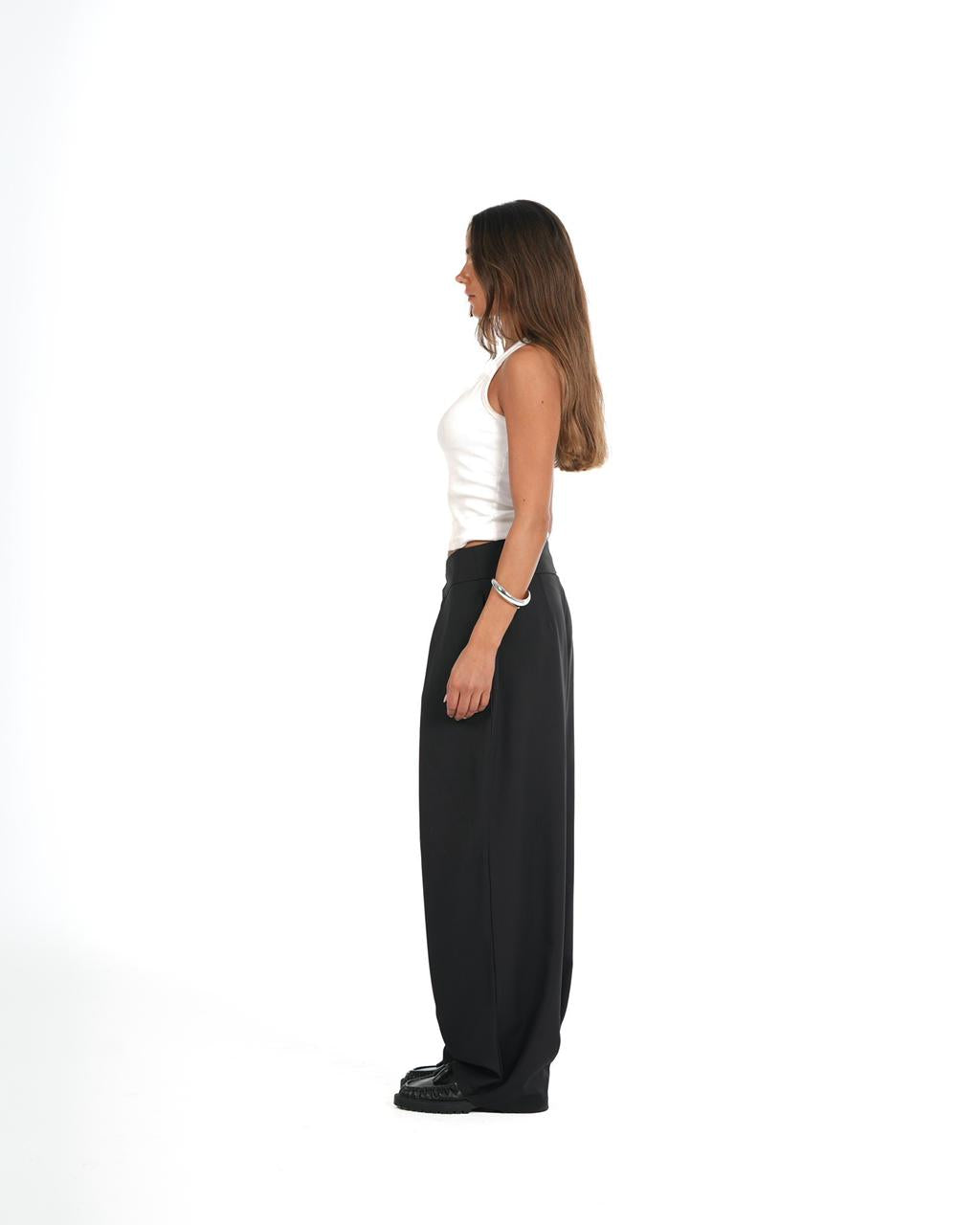 Balloon pleated pants - black