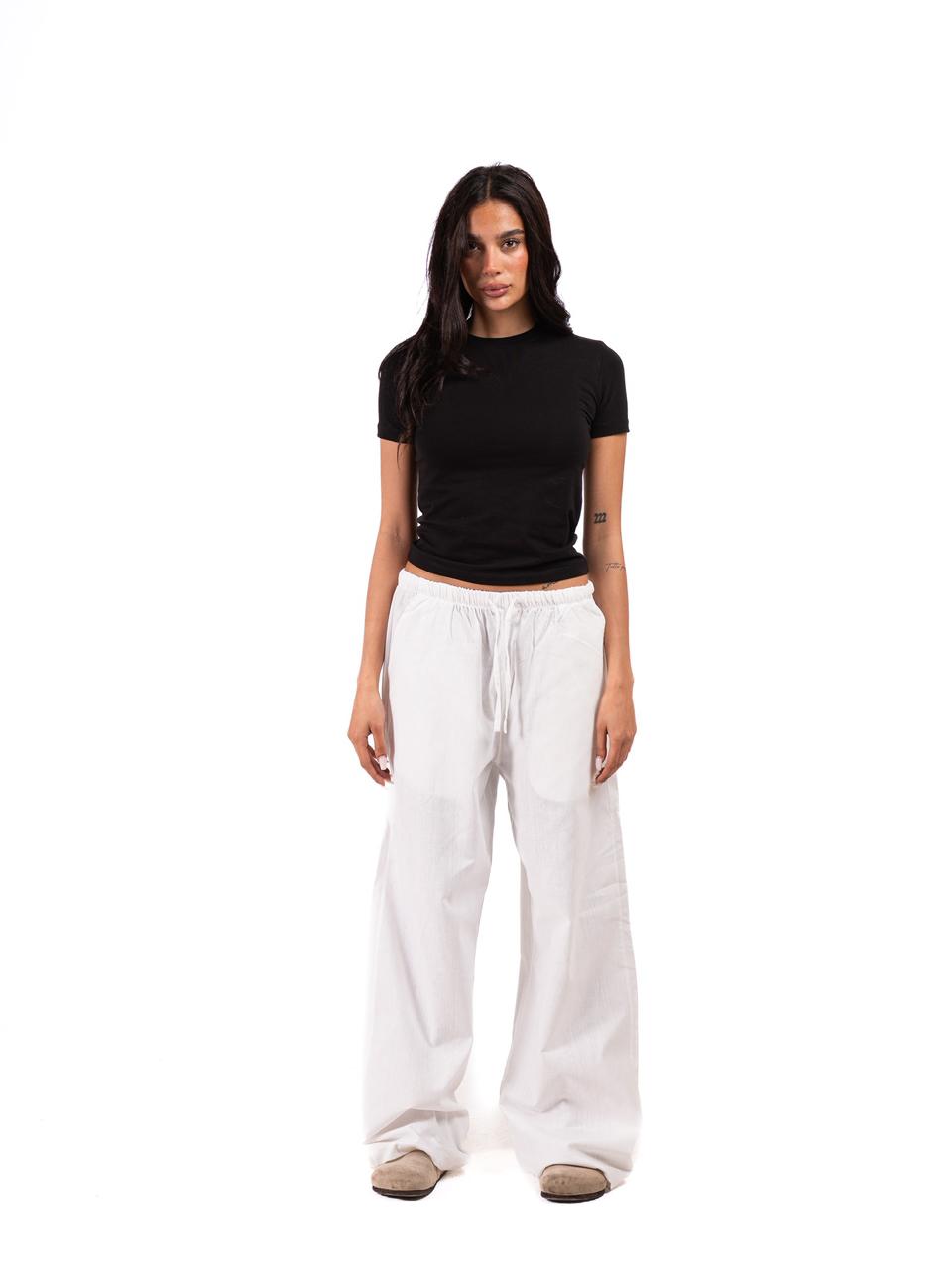 Wide Leg Linen Trousers -OffWhite