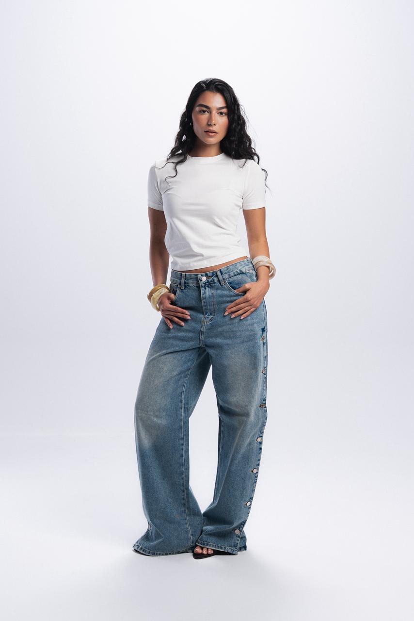 Buttons Jeans - Light blue