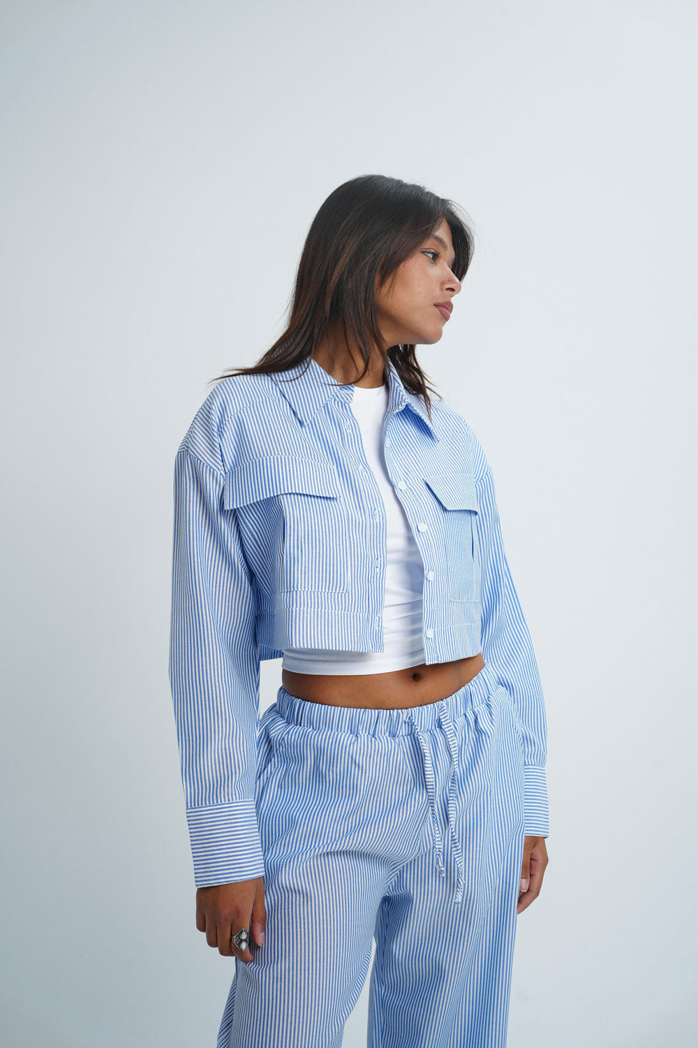 Cropped PJ Striped Blue chemise