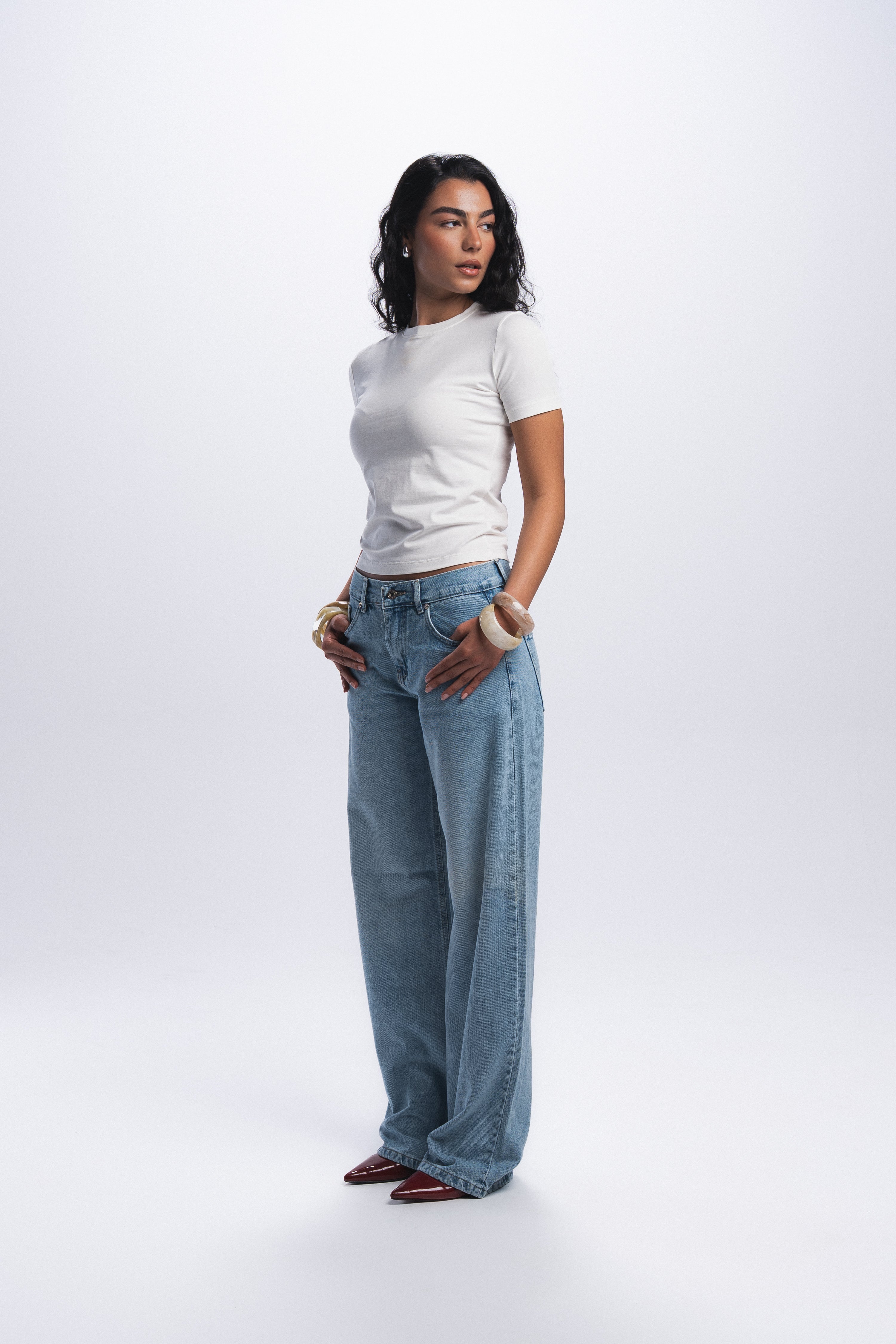 Straight Leg Jeans-Sky Blue