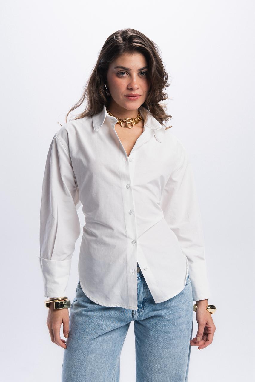 Back Tie Poplin Shirt - off white