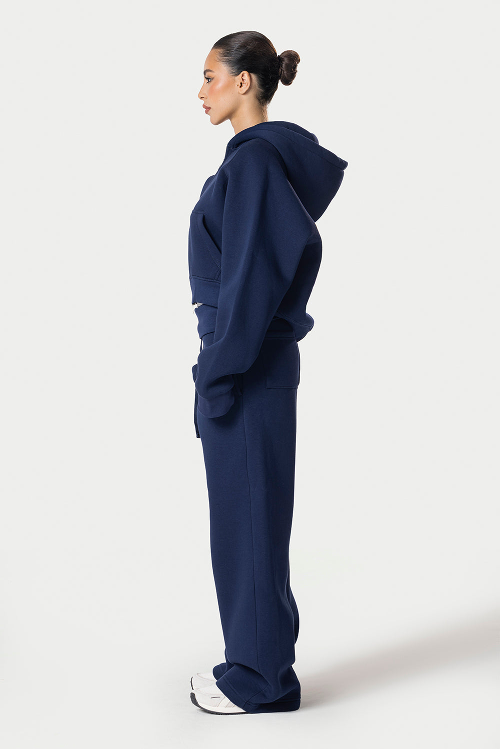 Cropped Double Zipper Jacket – Navy Blue – photo 8