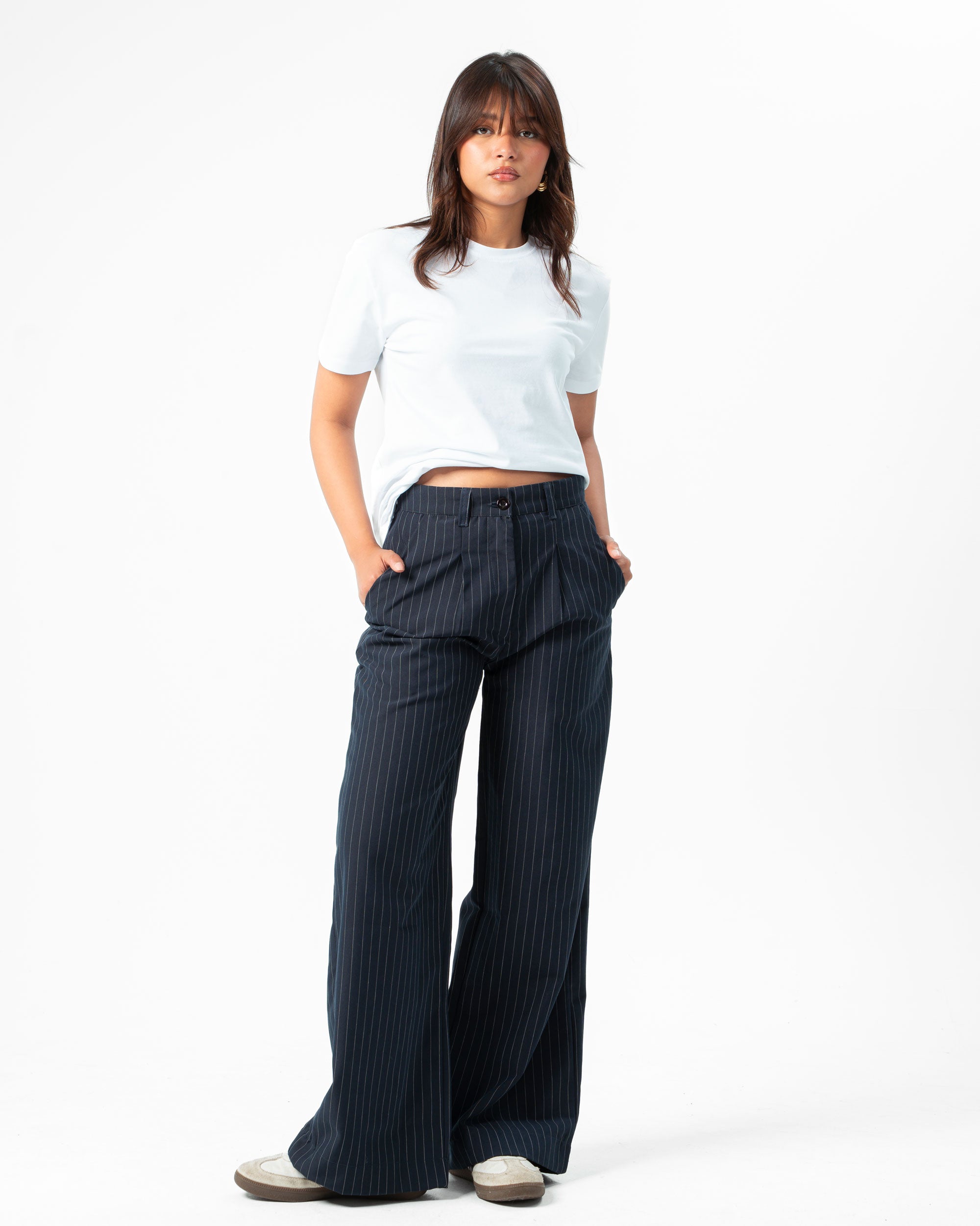 Classic Dark blue Pinstriped Pants