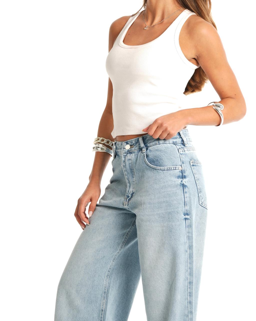 Wide Leg Jeans - Sky Blue