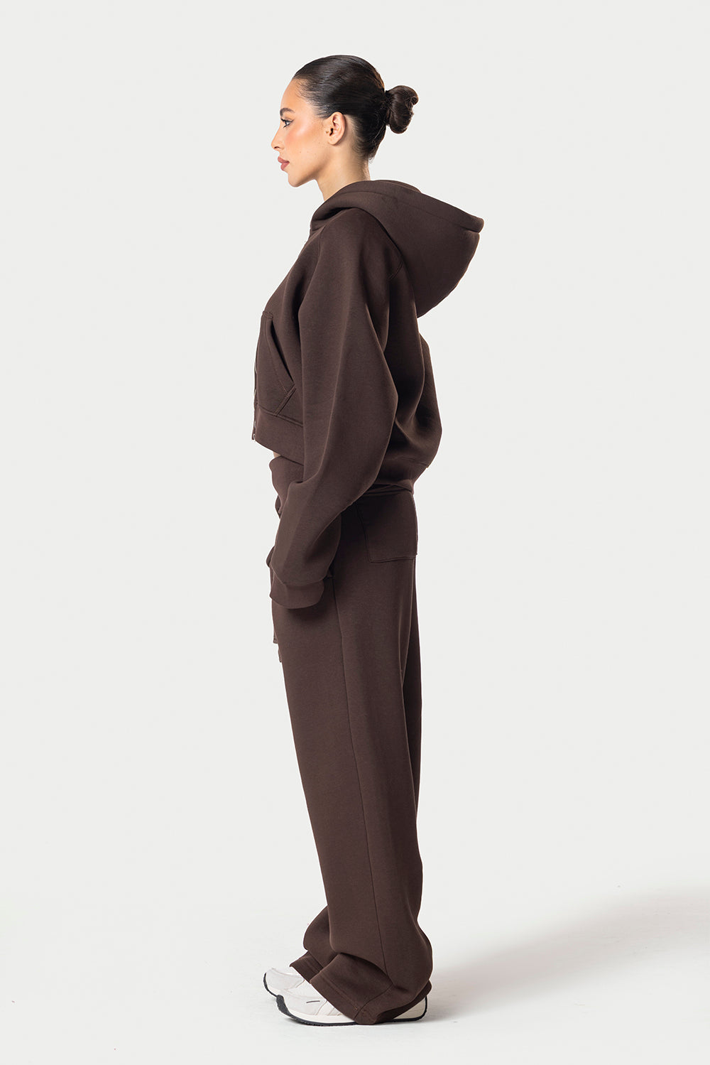 Cropped Double Zipper Jacket – Brown – photo 8