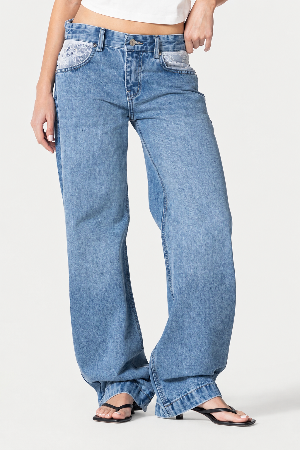 Straight leg Jeans Pocket lace – Light blue – photo 7