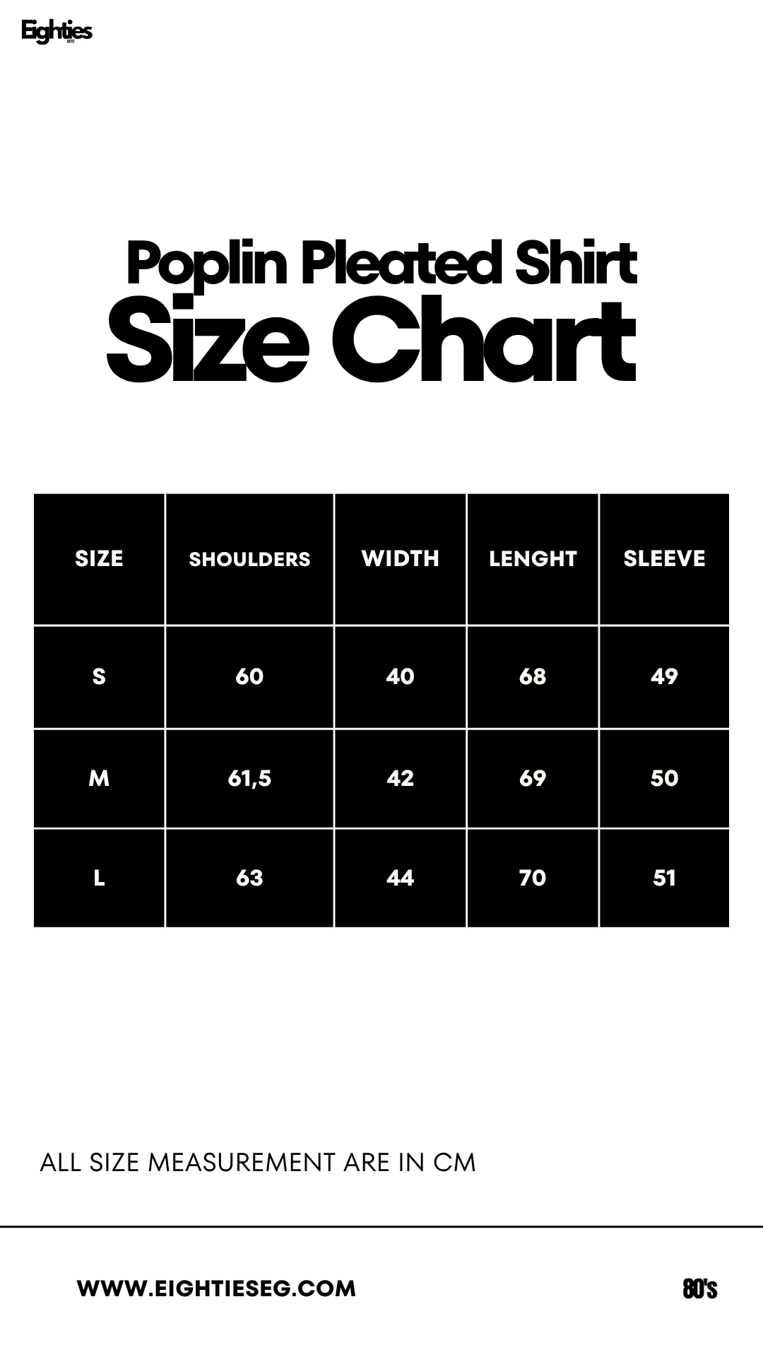 Poplin Pleated Shirt - Baby blue — Size chart