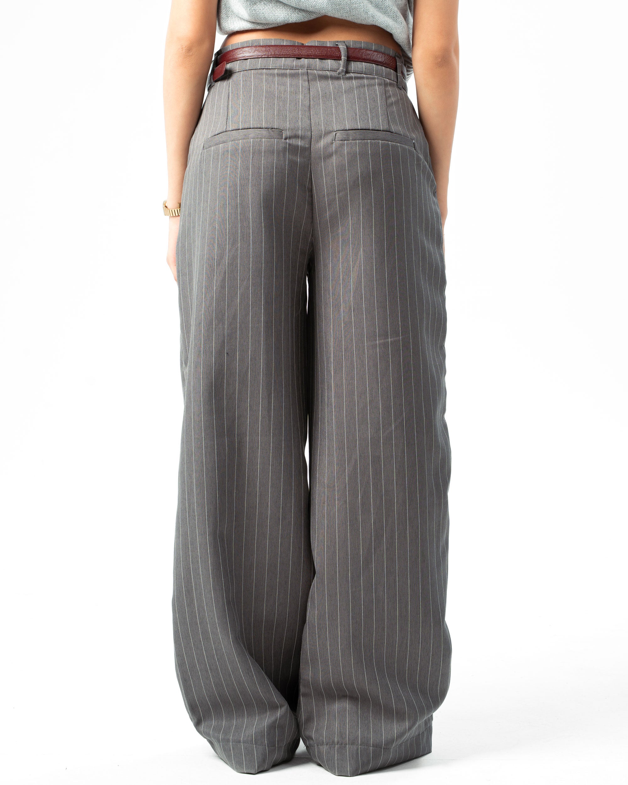Classic Grey Pinstriped Pants