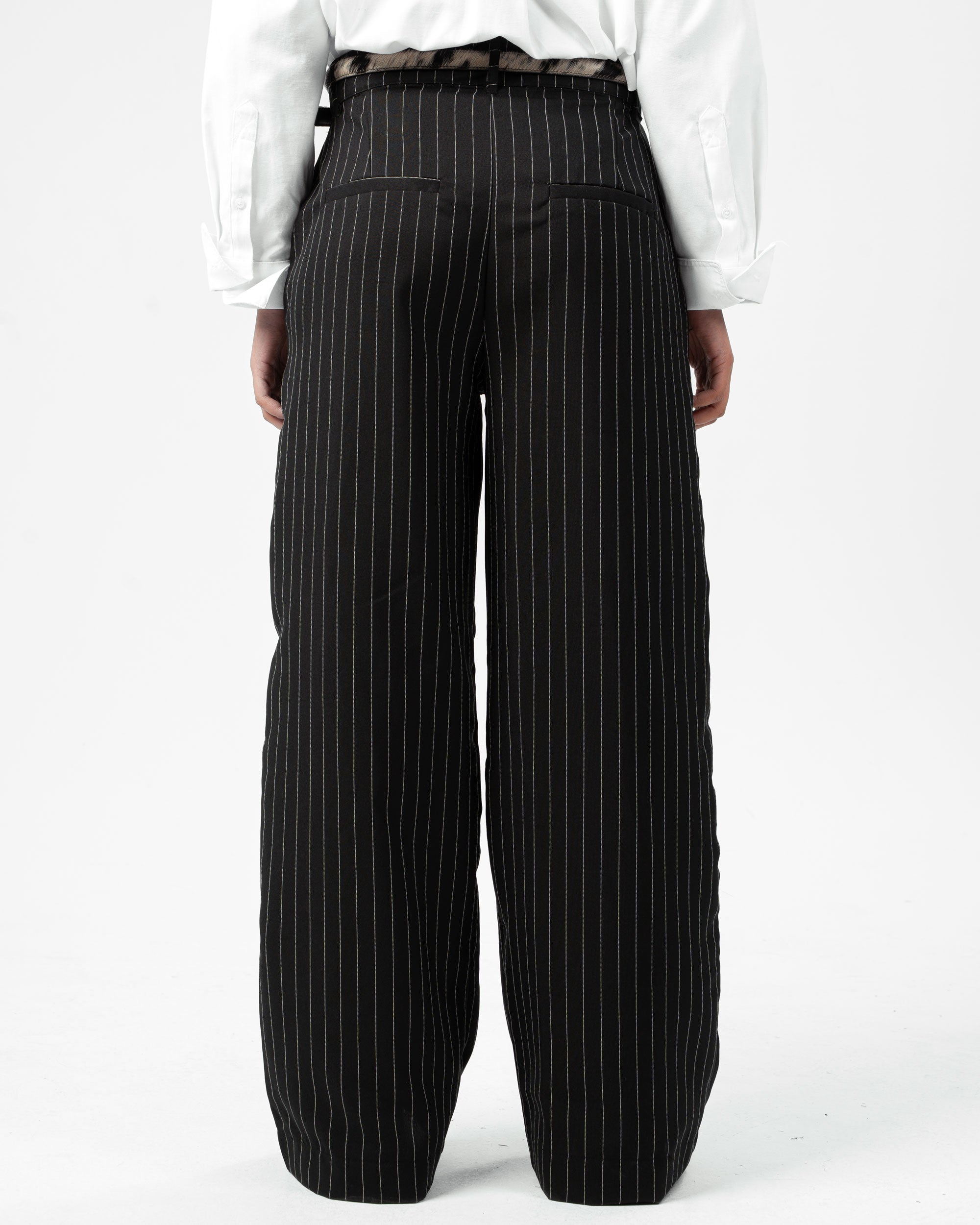 Classic Black Pinstriped Pants