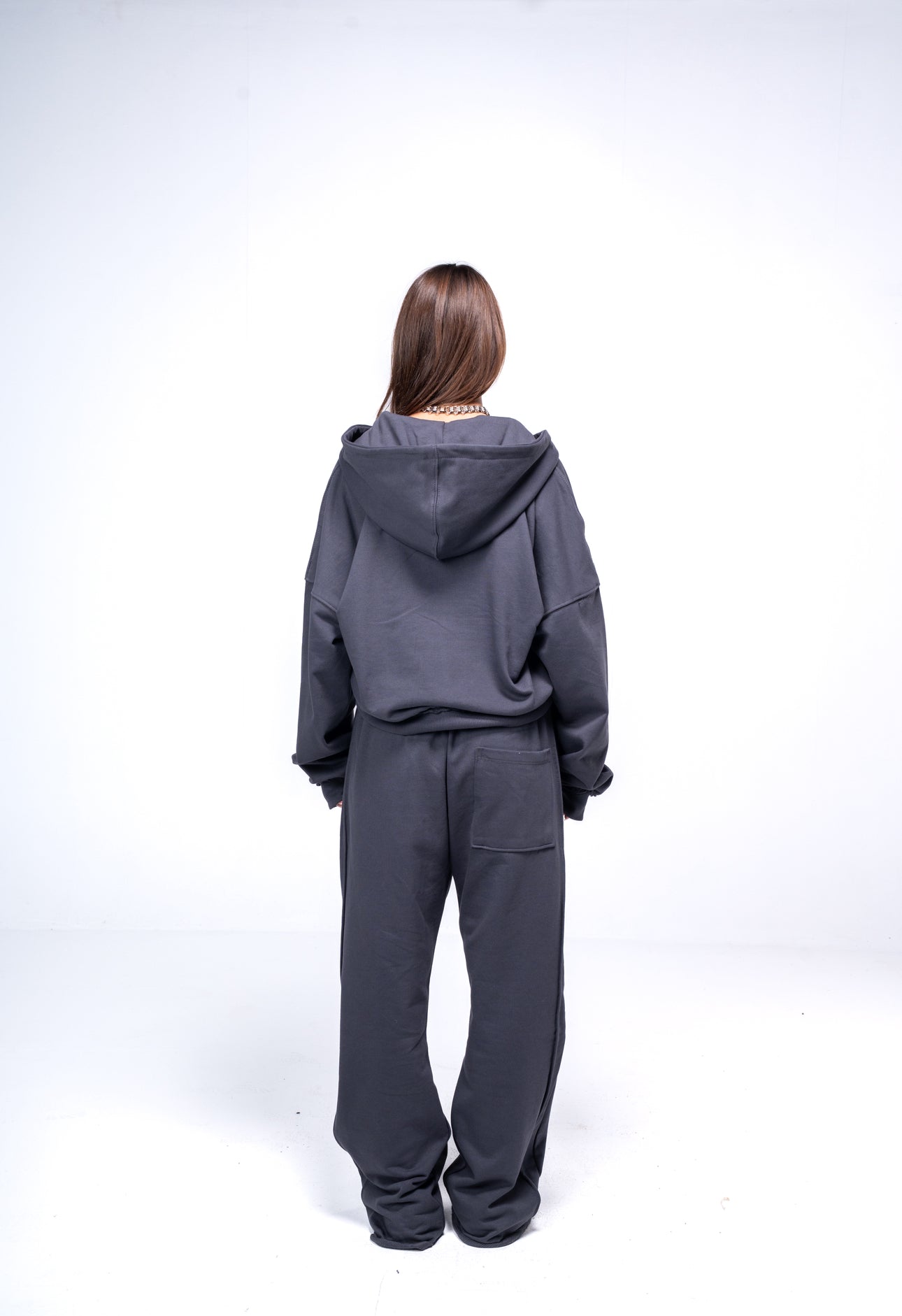 Cropped Zip up Jacket - Dark Grey