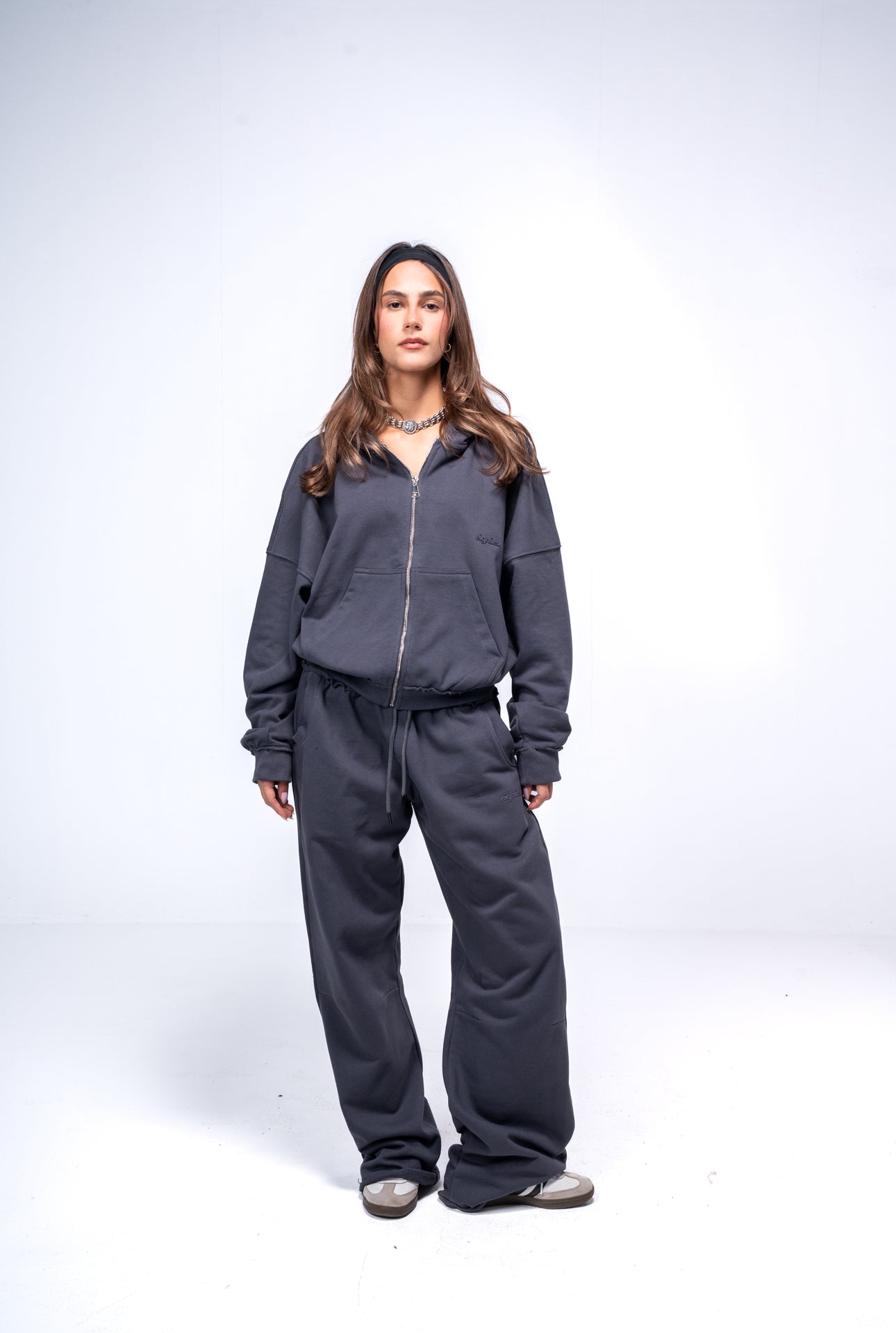 Cropped Zip up Jacket - Dark Grey