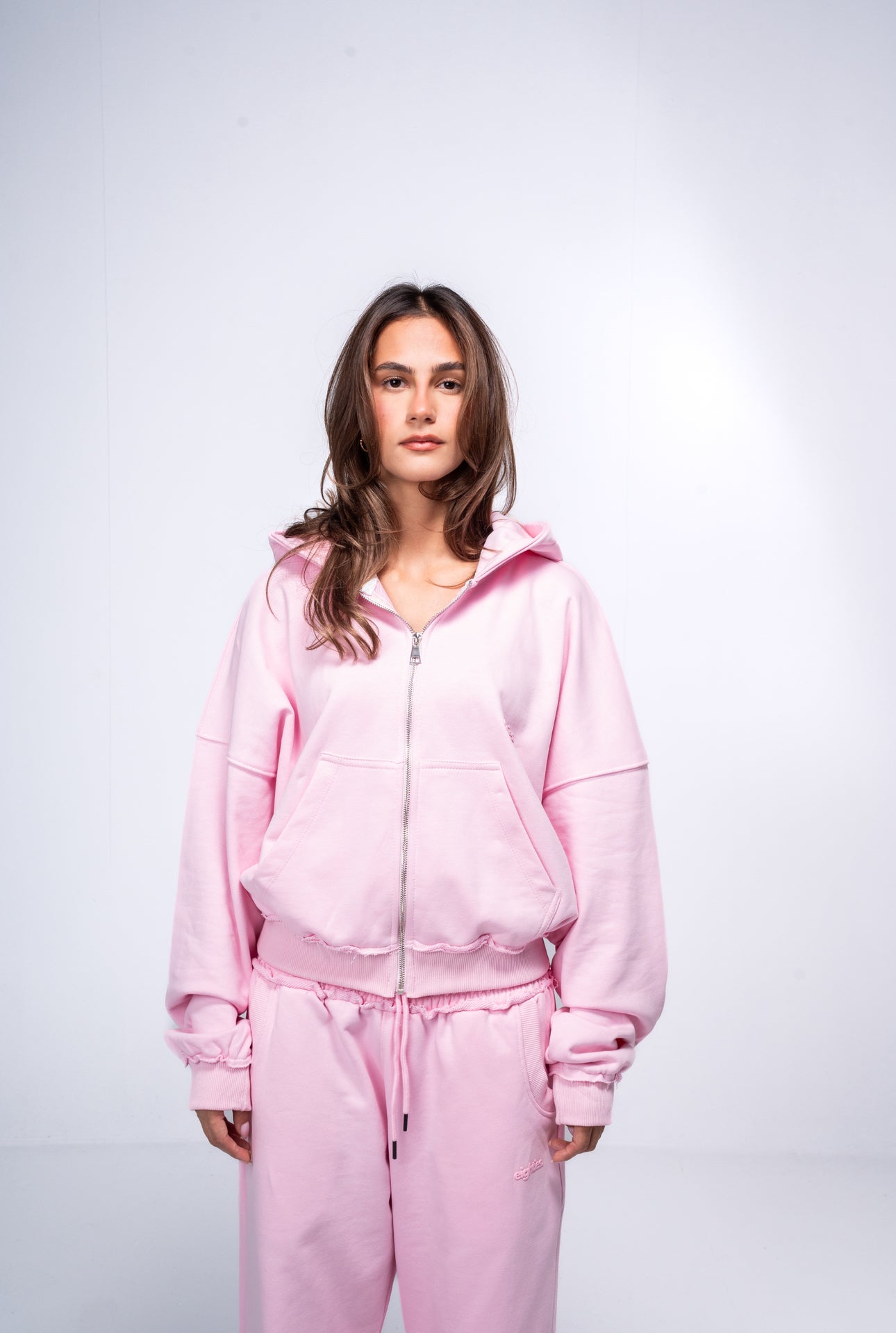 Cropped Zip up Jacket - Pink