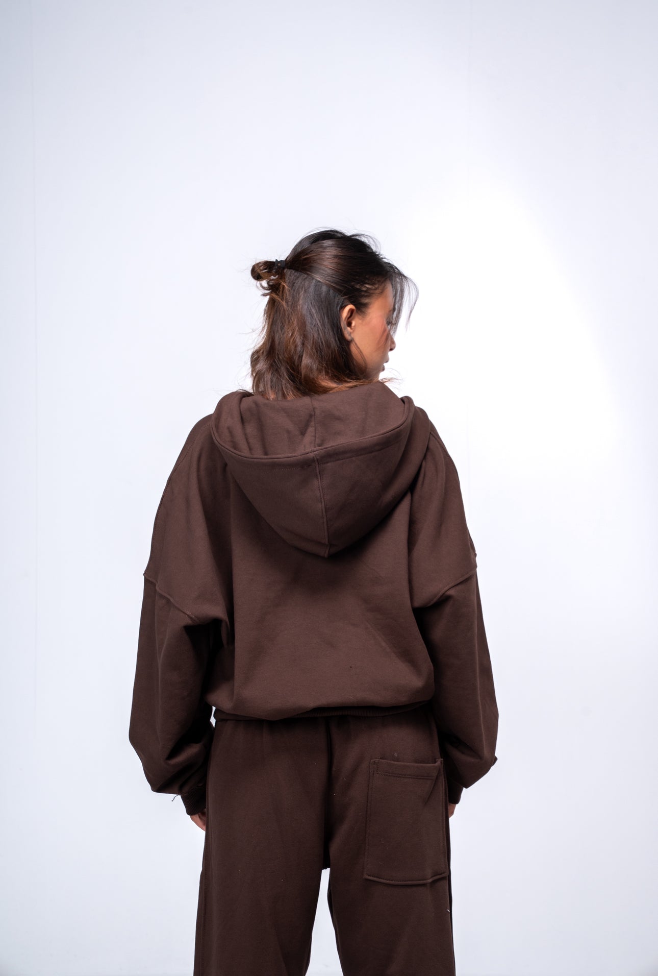 Cropped zip up Jacket - Brown