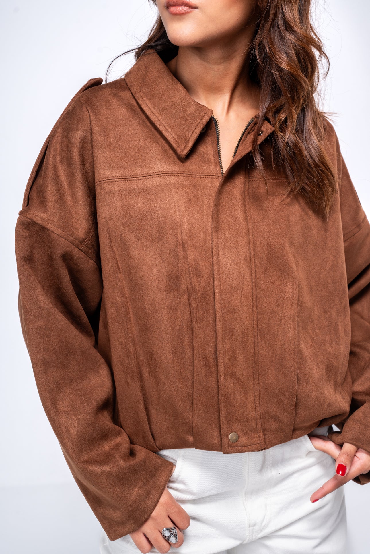 Suede bomber Jacket - Caramel
