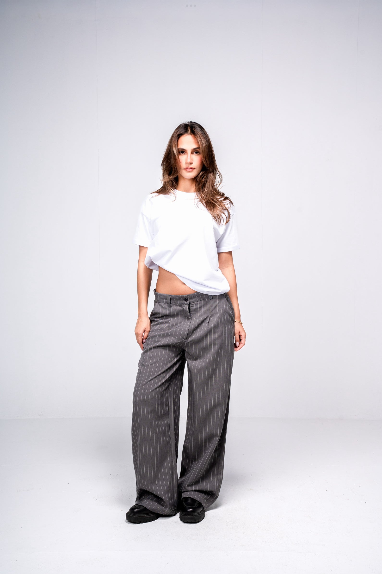 Classic Grey Pinstriped Pants