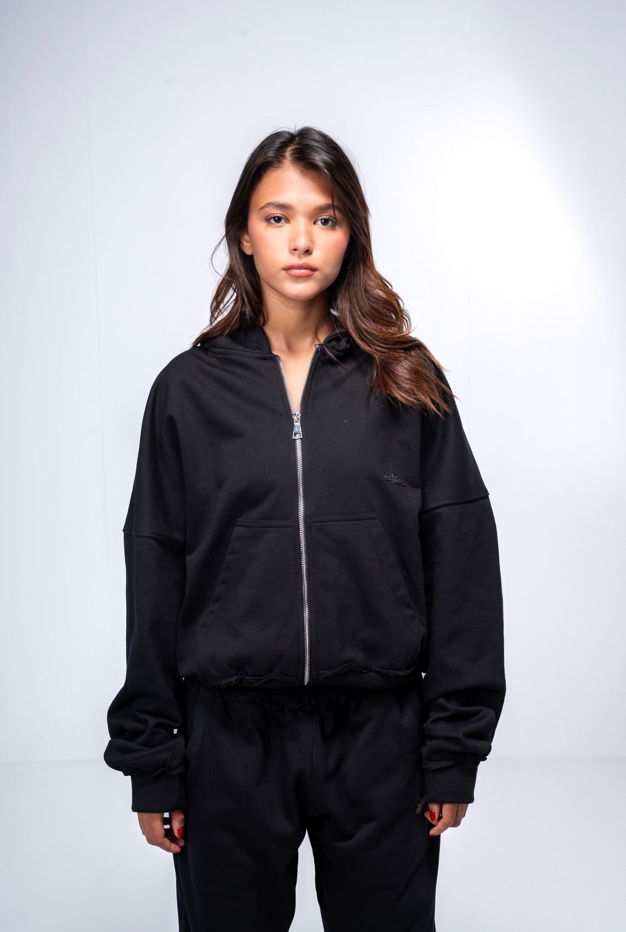 Cropped zip up Jacket - black