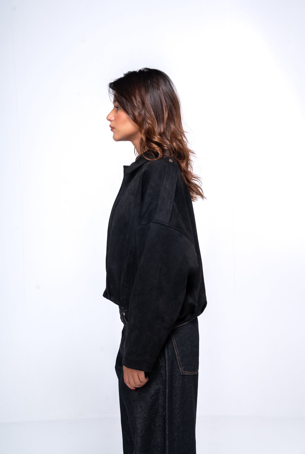 Suede bomber Jacket - Black