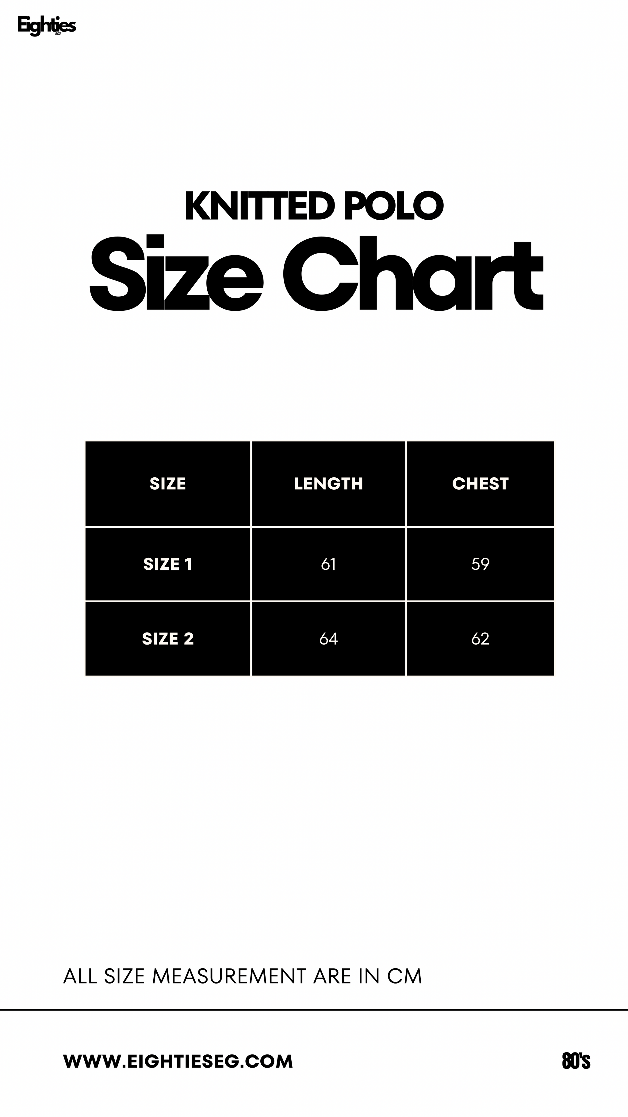 Knitted polo - navy — Size chart