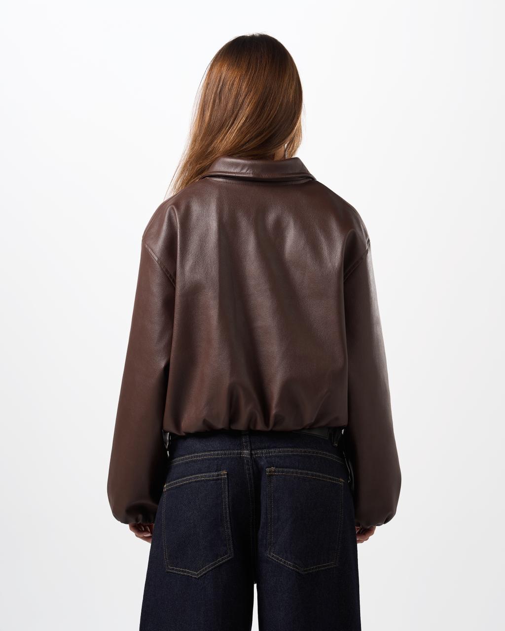 Leather bomber jacket - Brown