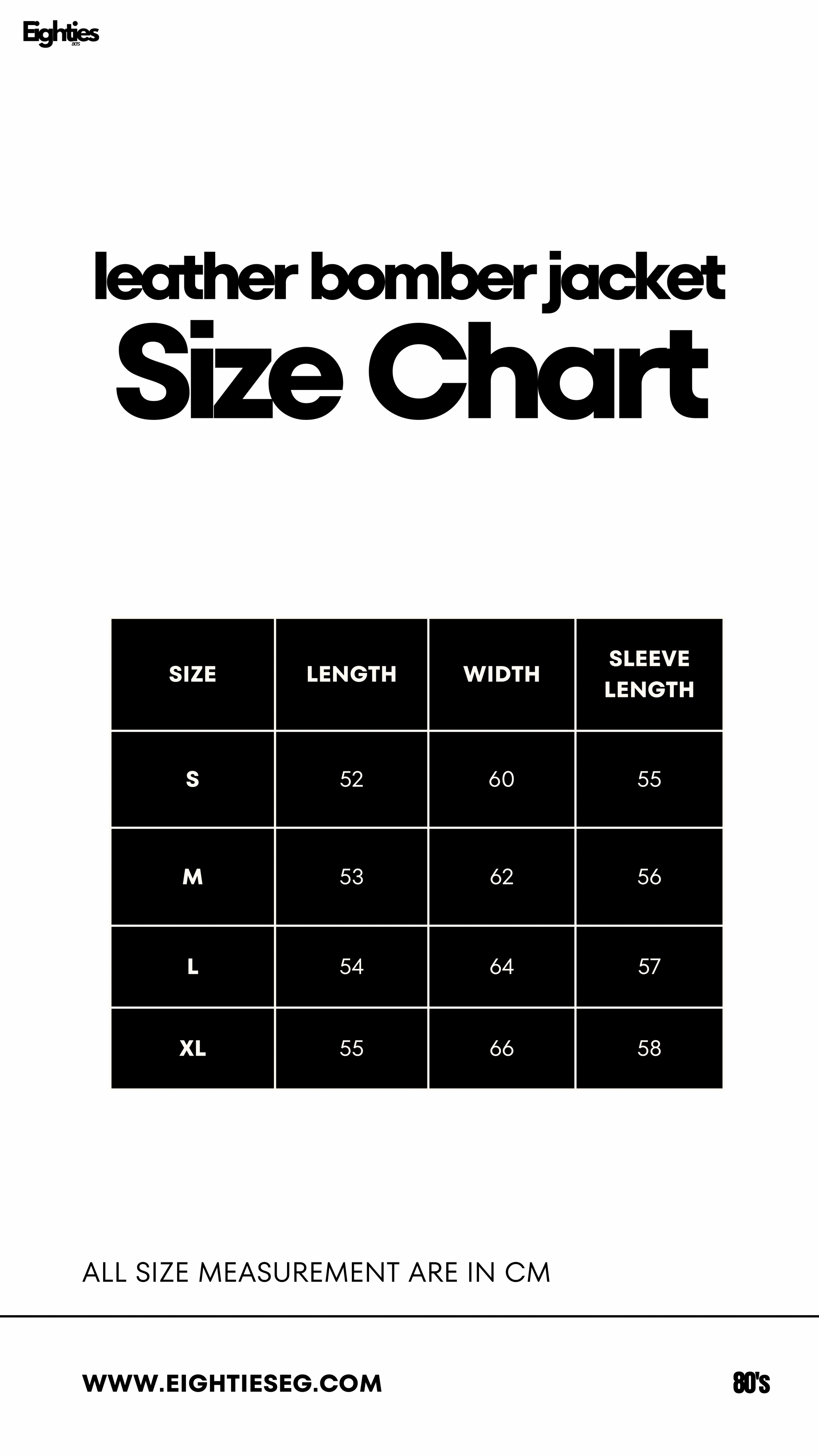 Leather bomber jacket - Black — Size chart