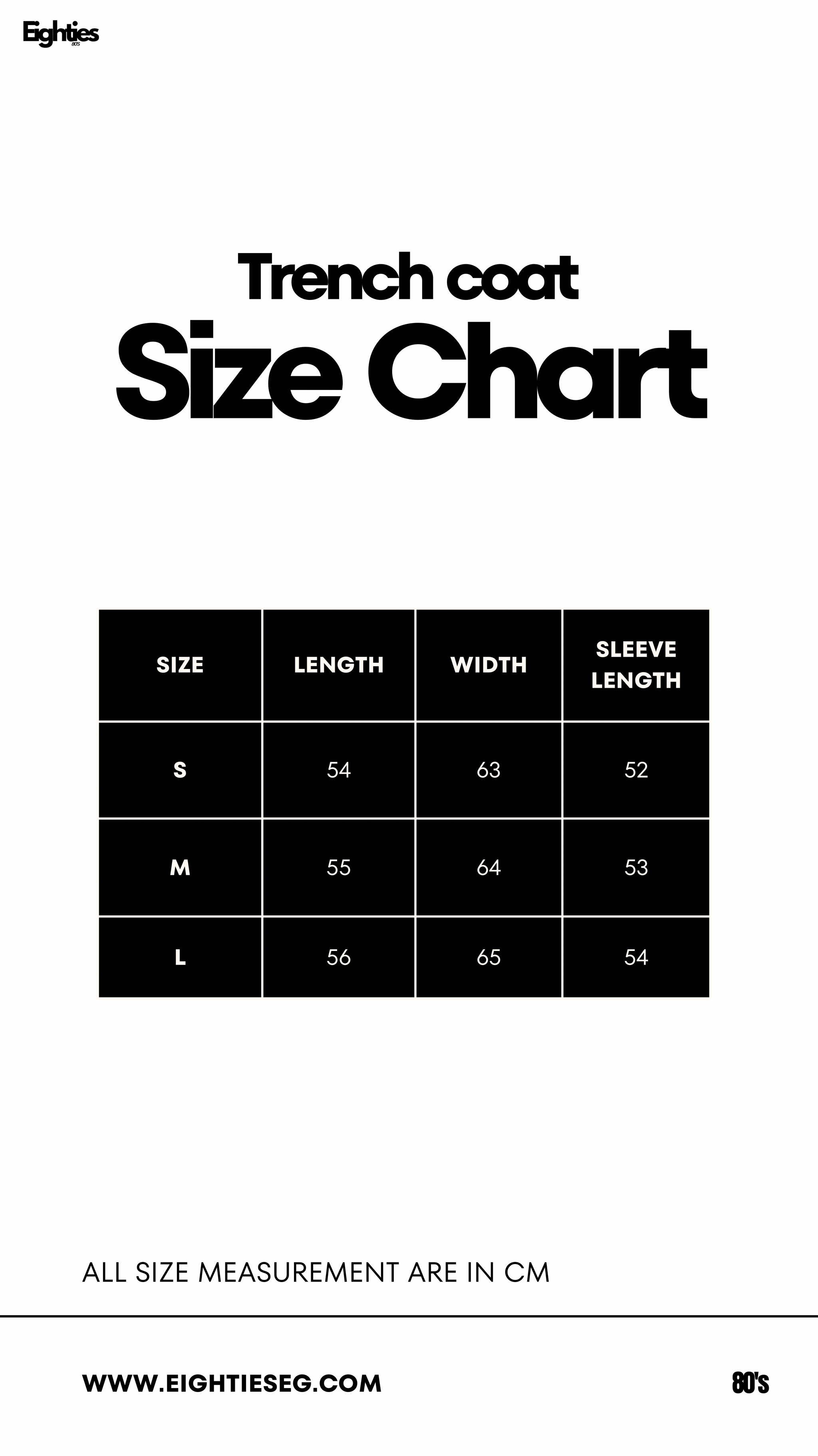 Trench coat - beige — Size chart